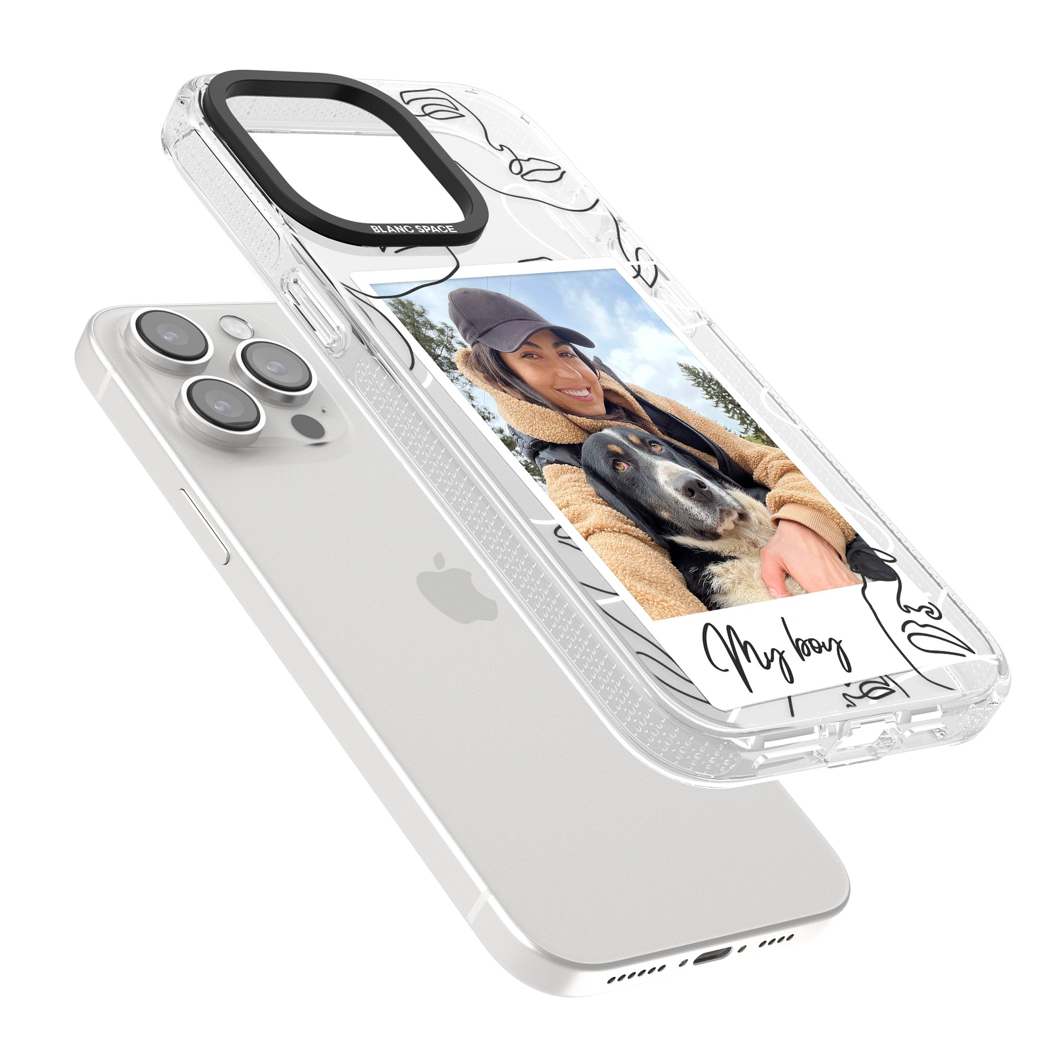 Personalised Abstract Faces Instant Photo iPhone 15 Pro Max / 15 Pro / 14 Pro Max / 14 Pro / 13 Pro Clear Case Impact Air - Blanc Space