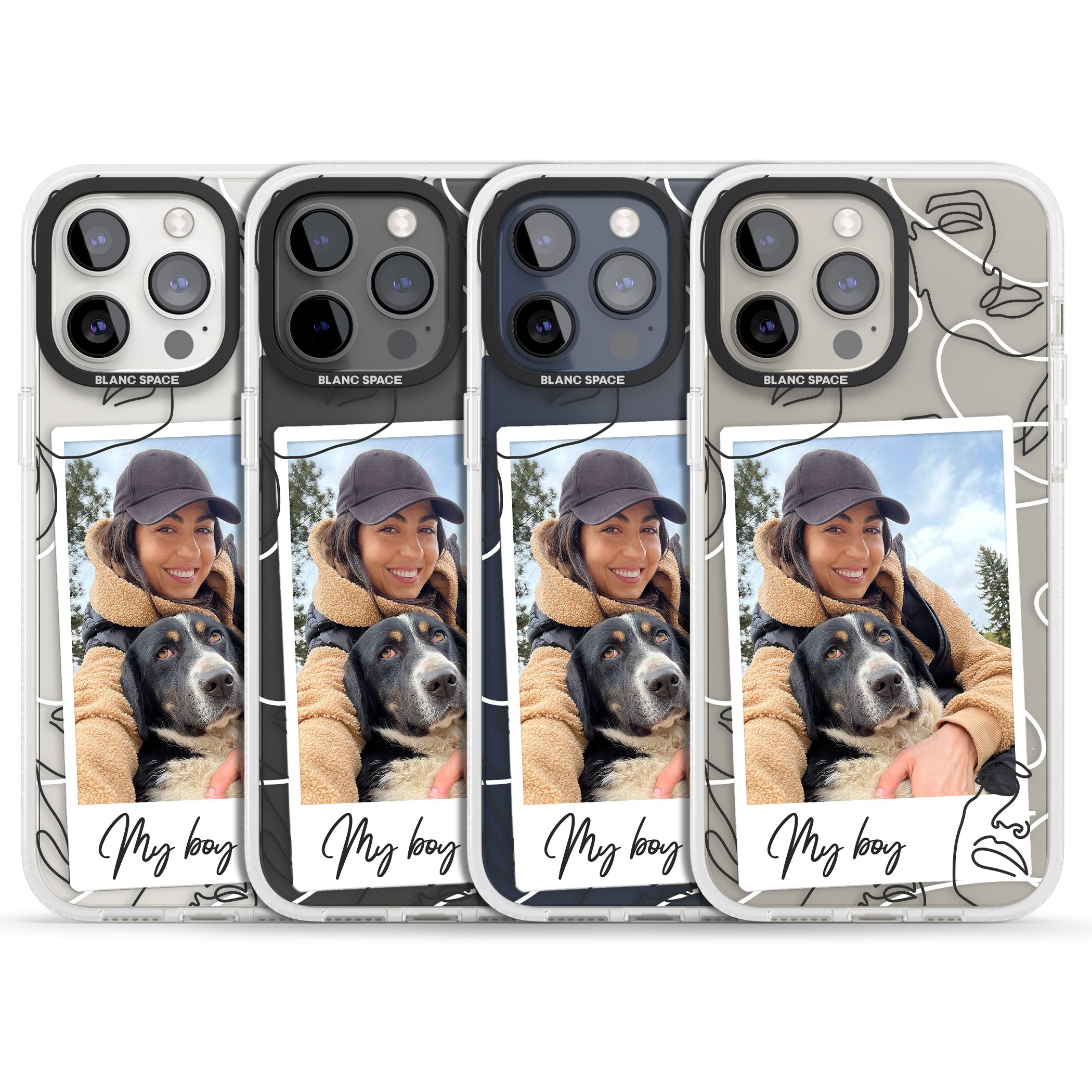 Personalised Abstract Faces Instant Photo iPhone 15 Pro Max / 15 Pro / 14 Pro Max / 14 Pro / 13 Pro Clear Case Impact Air - Blanc Space