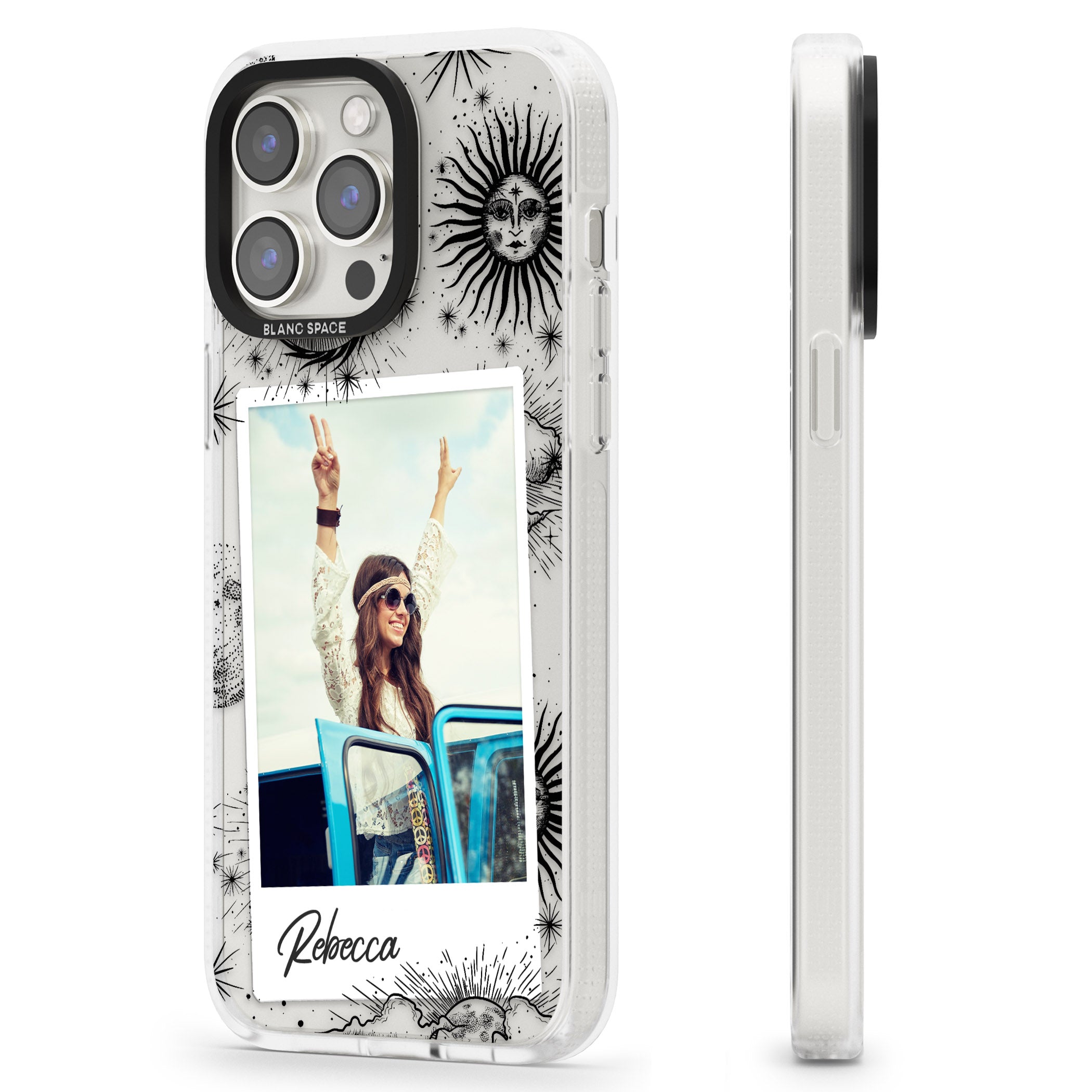 Personalised Astrology Instant Photo iPhone 15 Pro Max / 15 Pro / 14 Pro Max / 14 Pro / 13 Pro Clear Case Impact Air - Blanc Space