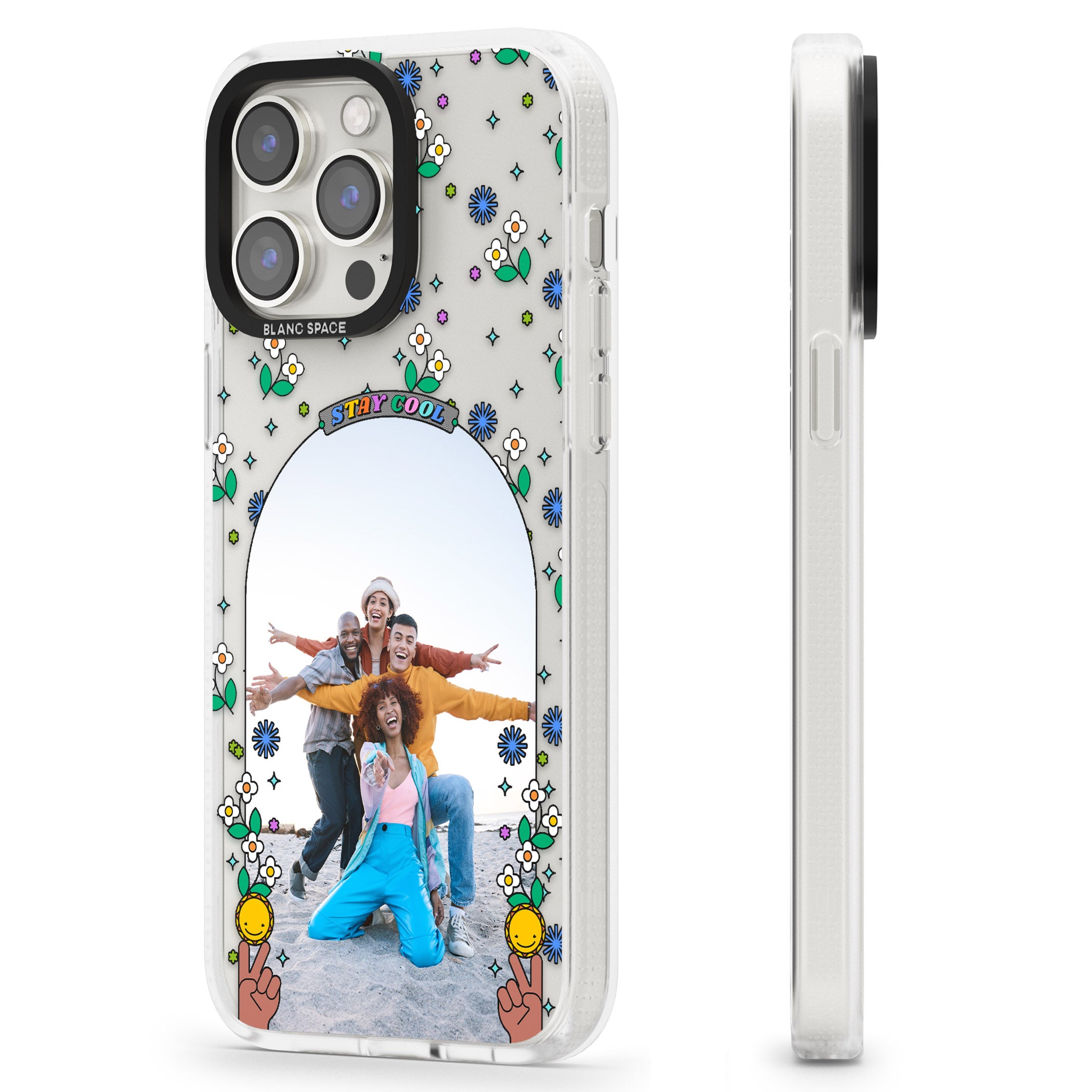 Personalised Summer Photo Frame iPhone 15 Pro Max / 15 Pro / 14 Pro Max / 14 Pro / 13 Pro Clear Case Impact Air - Blanc Space