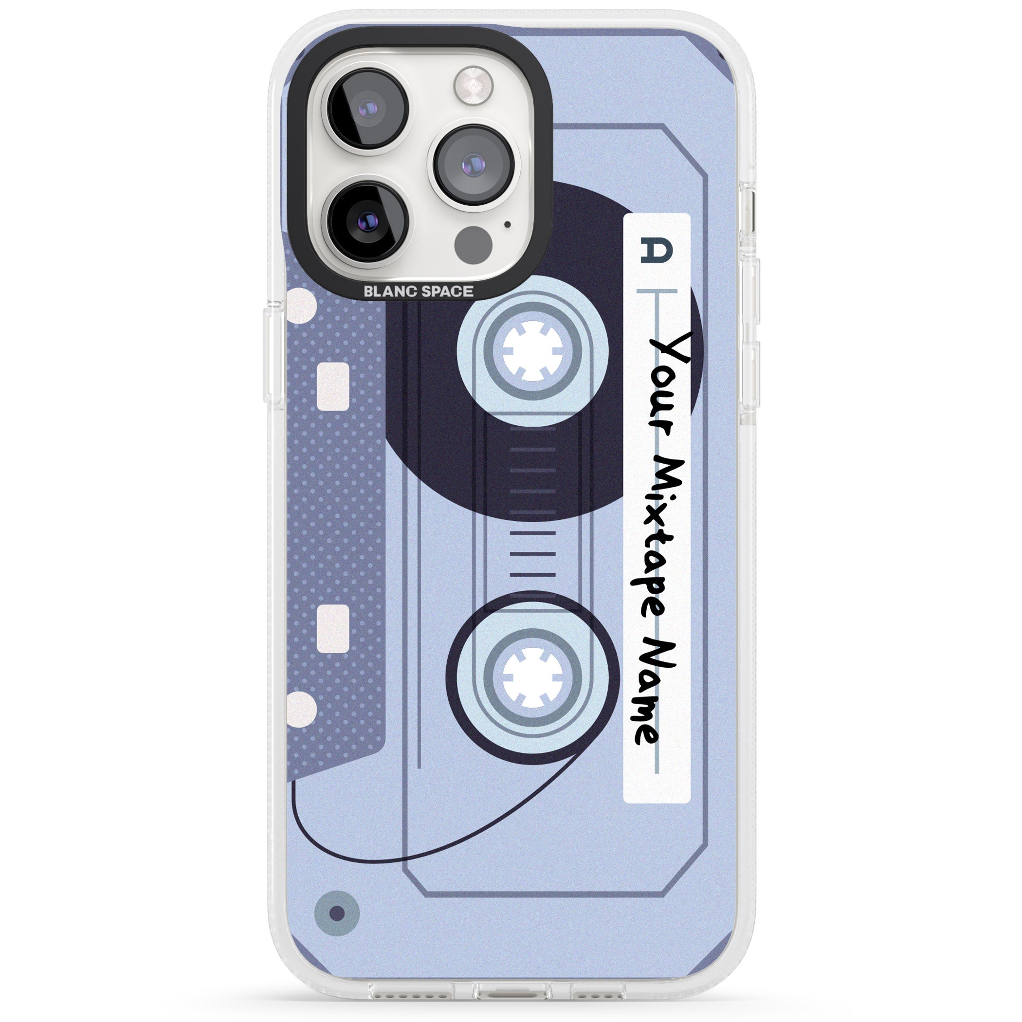 Personalised Industrial Mixtape iPhone 15 Pro Max / 15 Pro / 14 Pro Max / 14 Pro / 13 Pro Clear Case Impact Air - Blanc Space