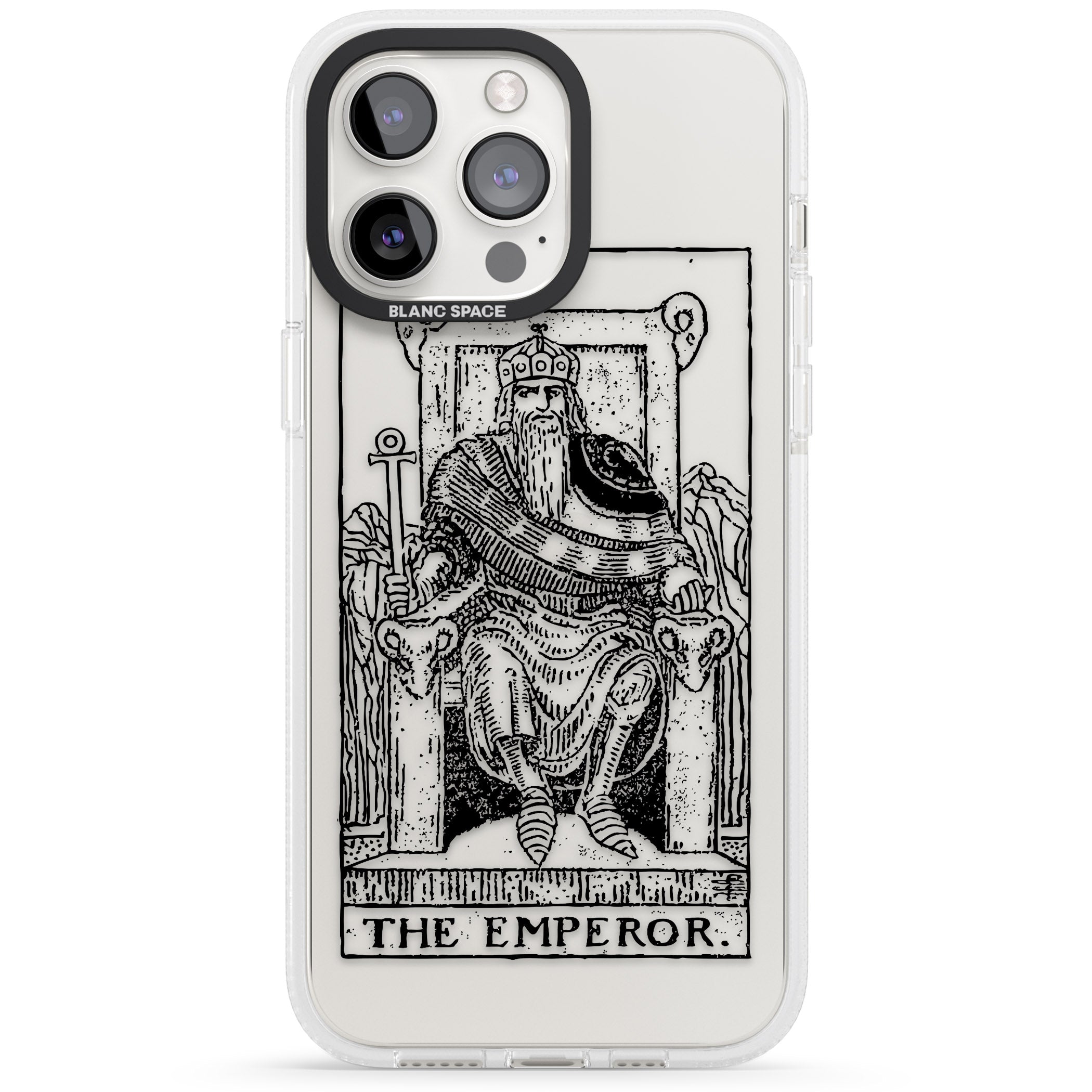 Personalised The Emperor Tarot Card - Transparent iPhone 15 Pro Max / 15 Pro / 14 Pro Max / 14 Pro / 13 Pro Clear Case Impact Air - Blanc Space
