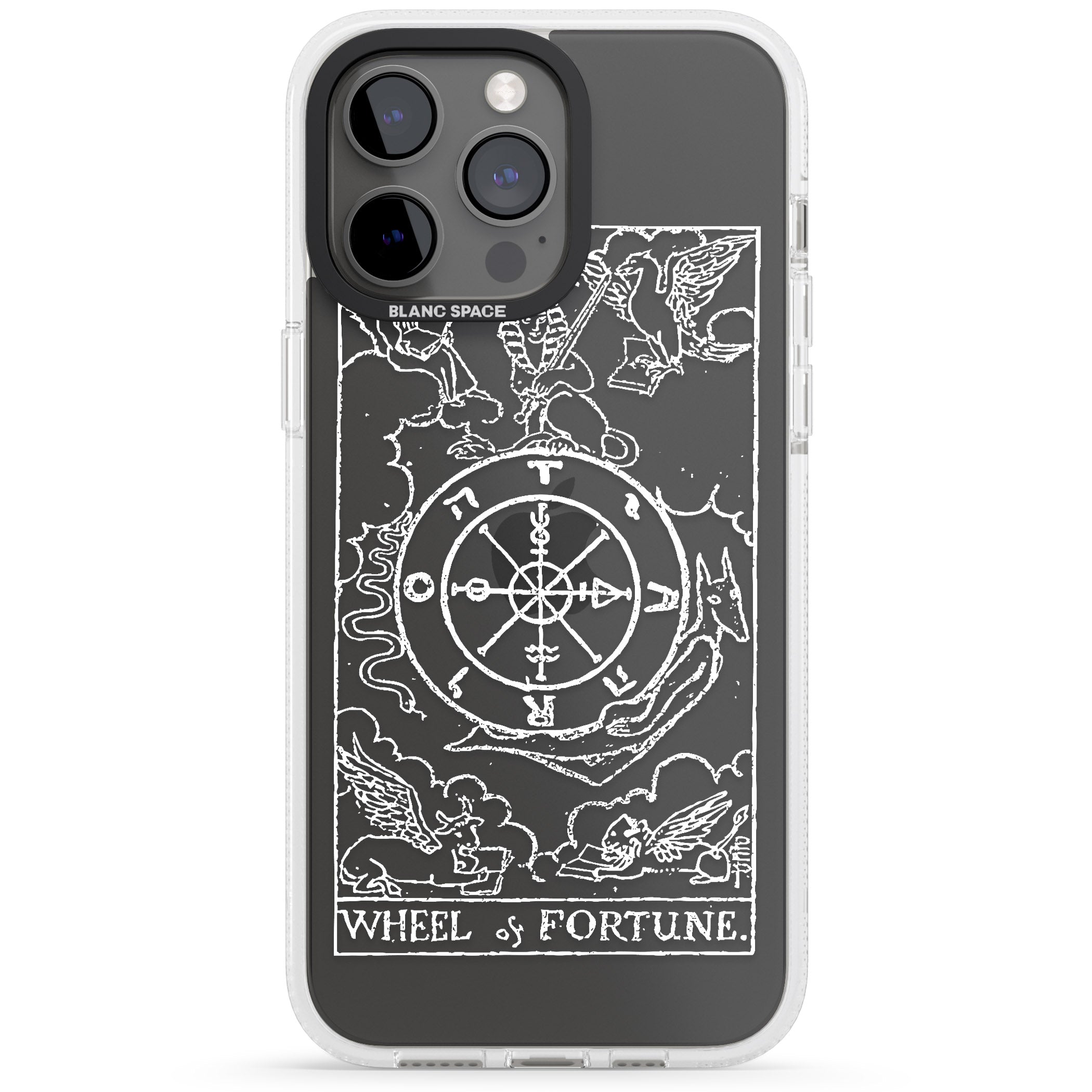 Personalised Wheel of Fortune Tarot Card - White Transparent iPhone 15 Pro Max / 15 Pro / 14 Pro Max / 14 Pro / 13 Pro Clear Case Impact Air - Blanc Space