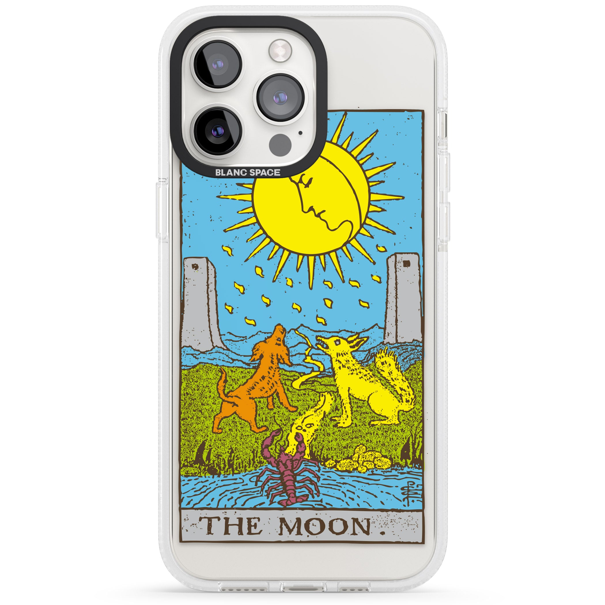 Personalised The Moon Tarot Card - Colour iPhone 15 Pro Max / 15 Pro / 14 Pro Max / 14 Pro / 13 Pro Clear Case Impact Air - Blanc Space