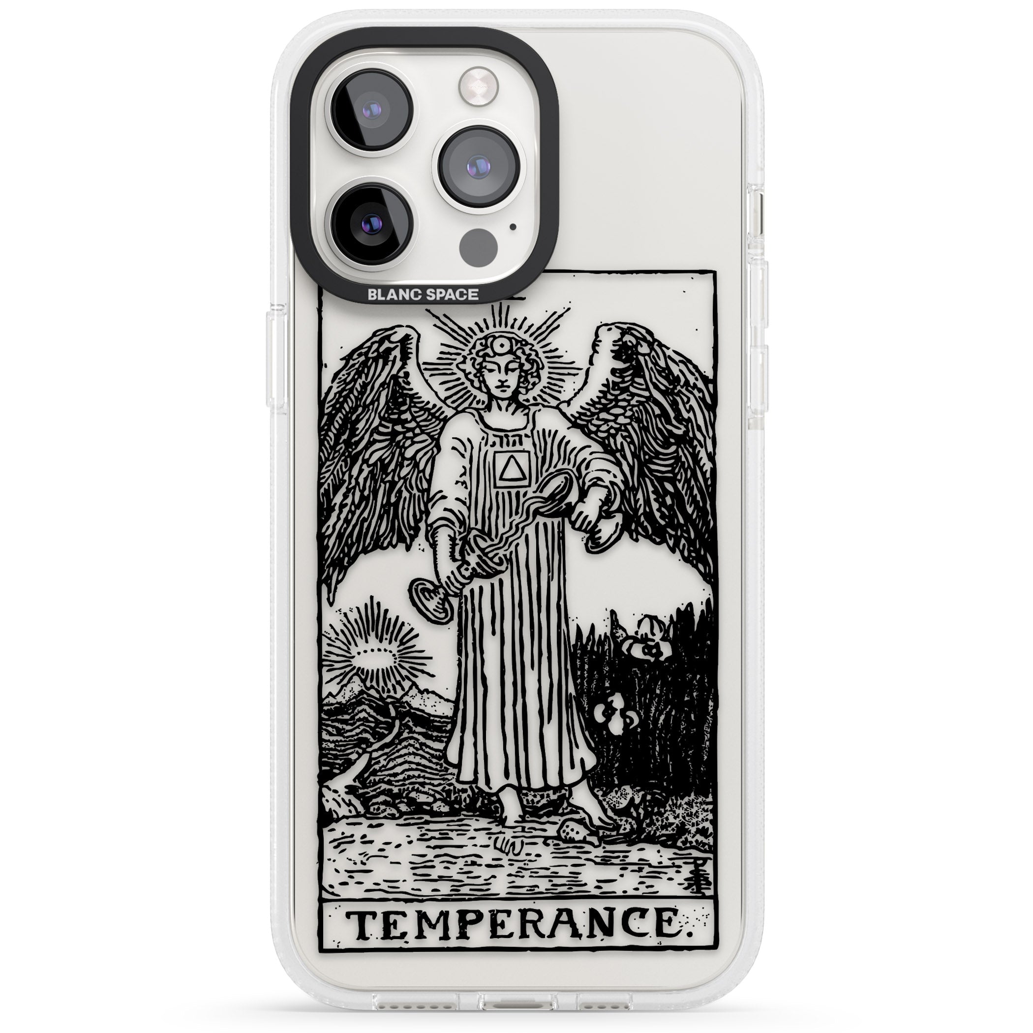 Personalised Temperance Tarot Card - Transparent iPhone 15 Pro Max / 15 Pro / 14 Pro Max / 14 Pro / 13 Pro Clear Case Impact Air - Blanc Space