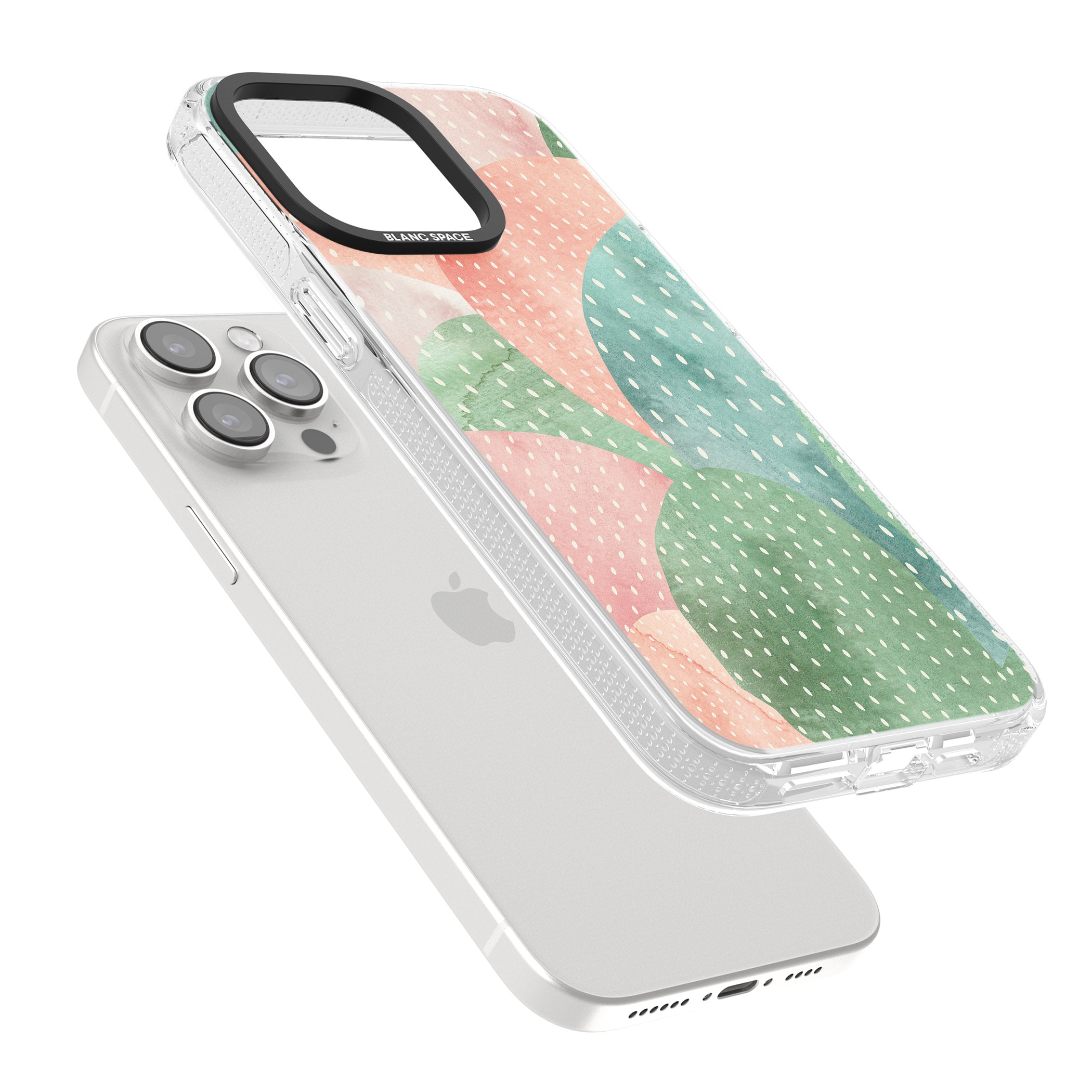 Colourful Close-Up Cacti Design iPhone 15 Pro Max / 15 Pro / 14 Pro Max / 14 Pro / 13 Pro Clear Case Impact Air - Blanc Space