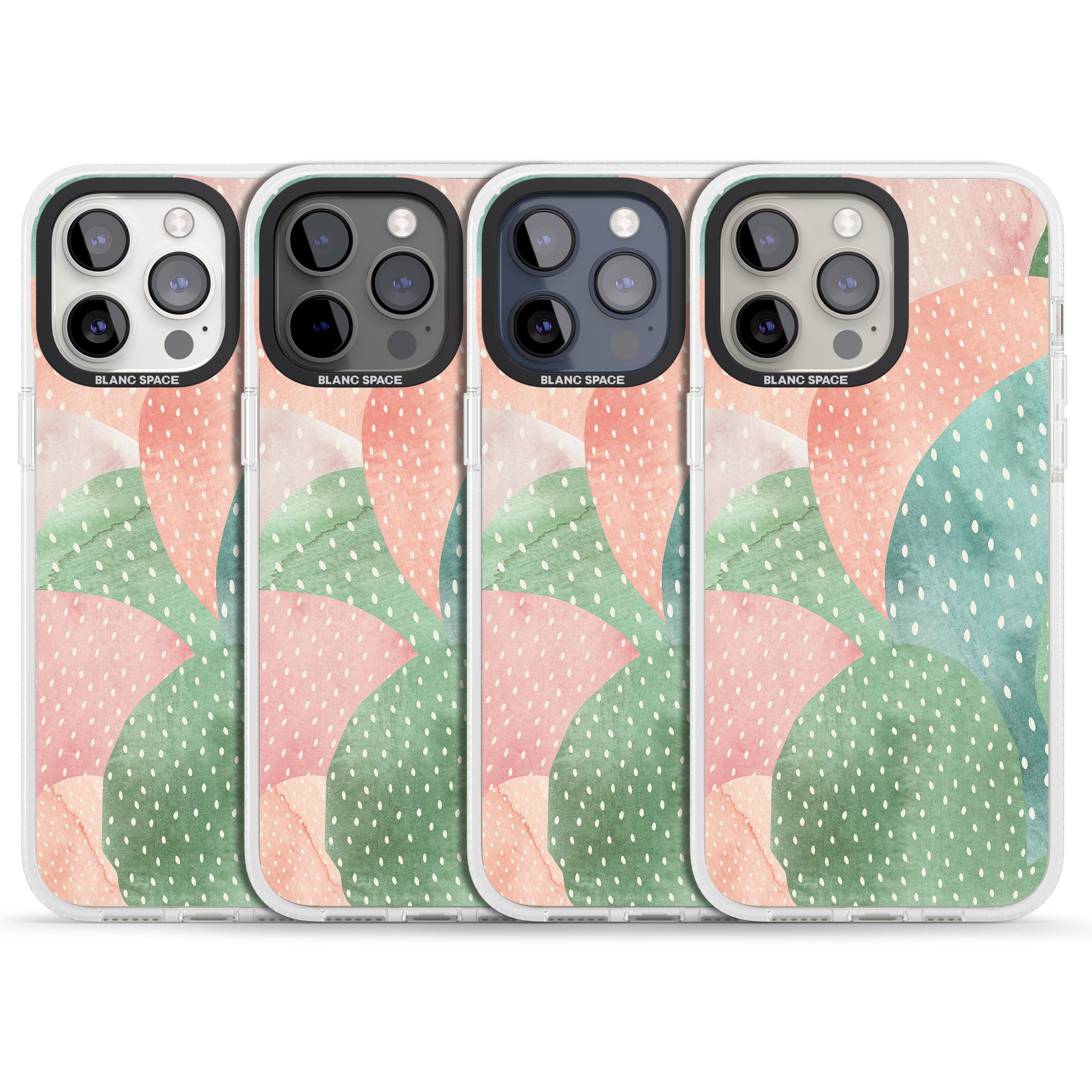 Colourful Close-Up Cacti Design iPhone 15 Pro Max / 15 Pro / 14 Pro Max / 14 Pro / 13 Pro Clear Case Impact Air - Blanc Space