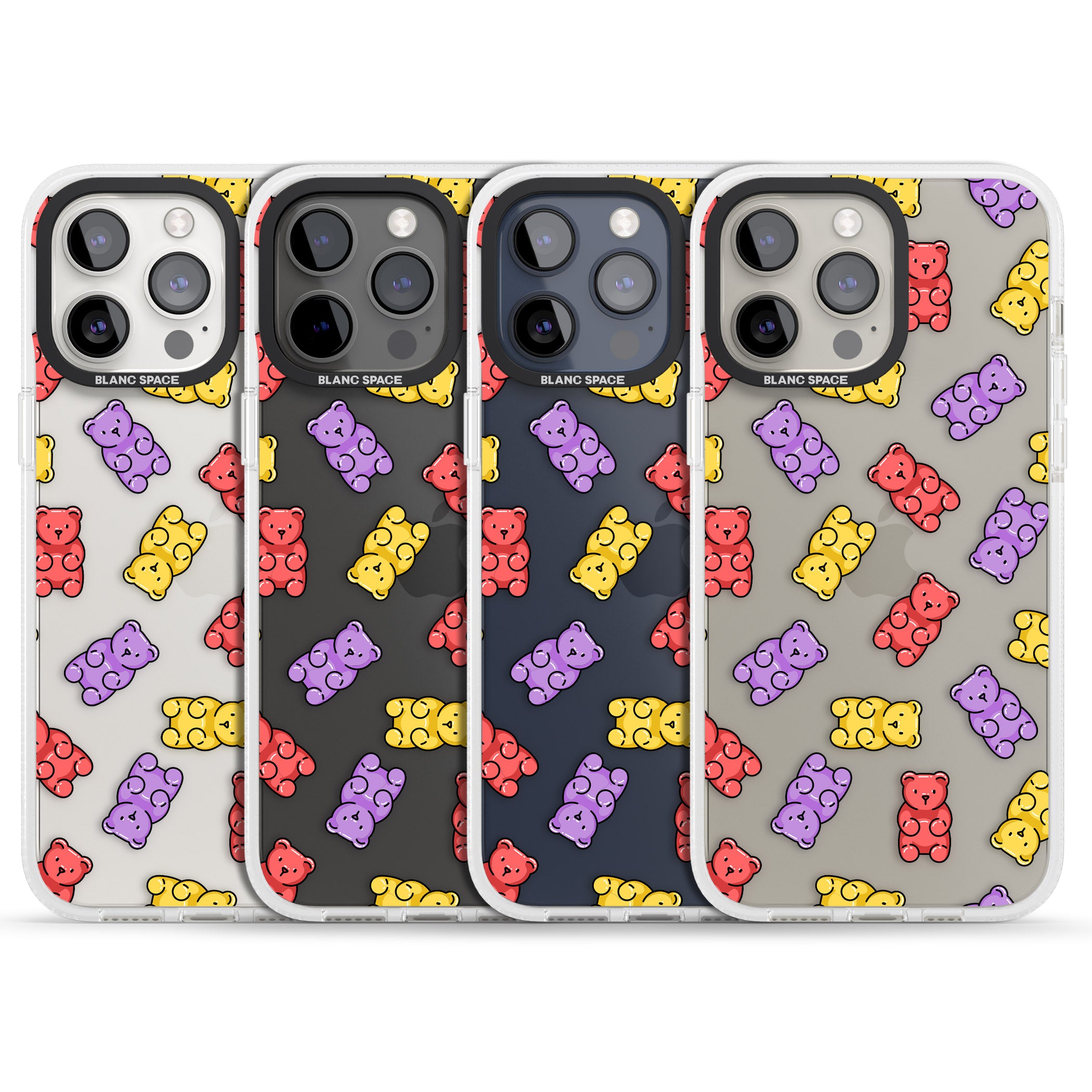 Gummy Bear Pattern iPhone 15 Pro Max / 15 Pro / 14 Pro Max / 14 Pro / 13 Pro Clear Case Impact Air - Blanc Space