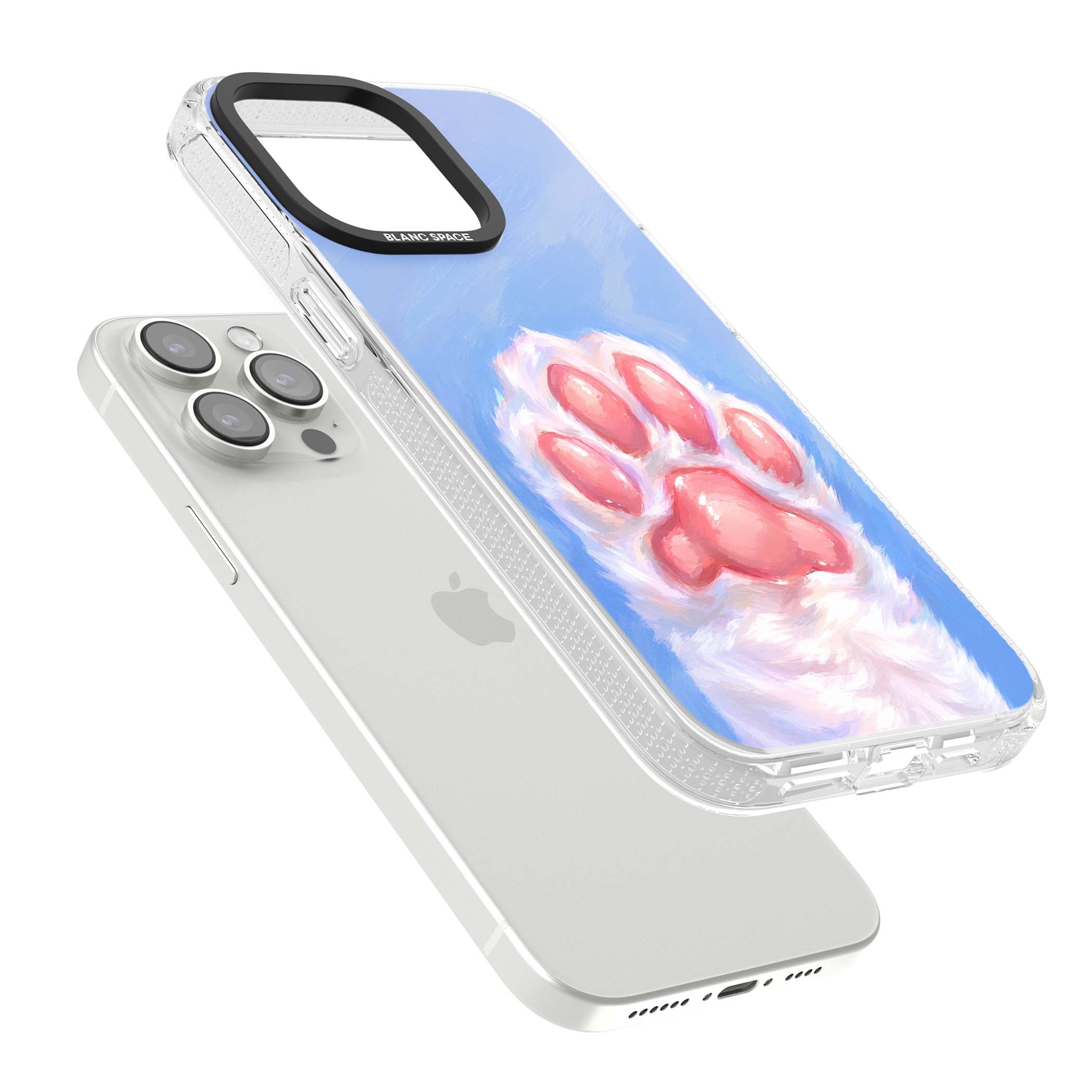 Soft White Paw cute iPhone case | Clear Case Impact Air case for iPhone 15 Pro, iPhone 15 Pro Max
