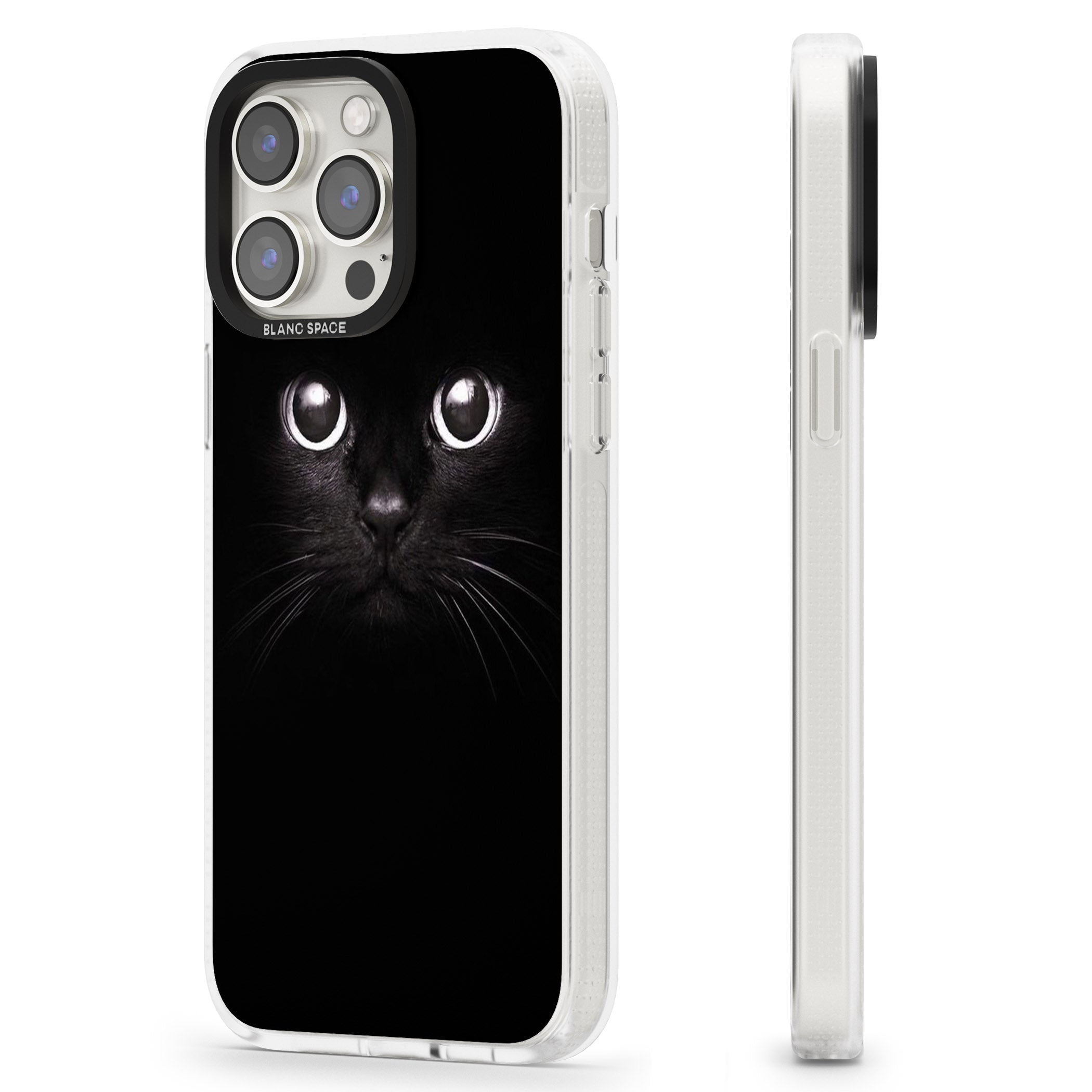 Black Cat iPhone 15 Pro Max / 15 Pro / 14 Pro Max / 14 Pro / 13 Pro Clear Case Impact Air - Blanc Space