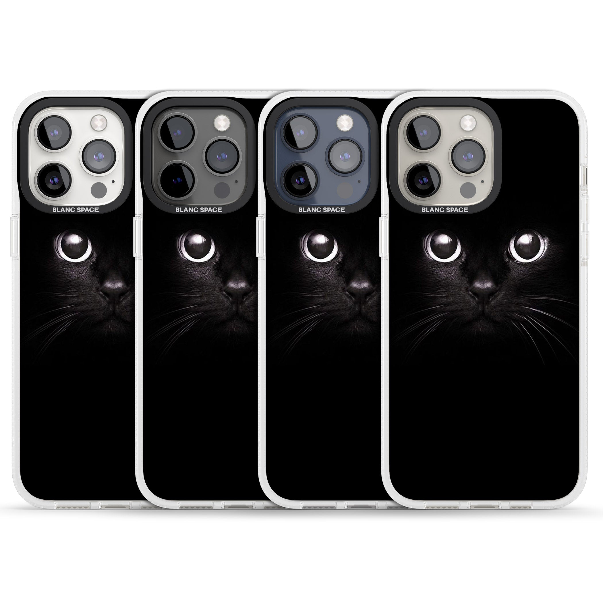 Black Cat iPhone 15 Pro Max / 15 Pro / 14 Pro Max / 14 Pro / 13 Pro Clear Case Impact Air - Blanc Space