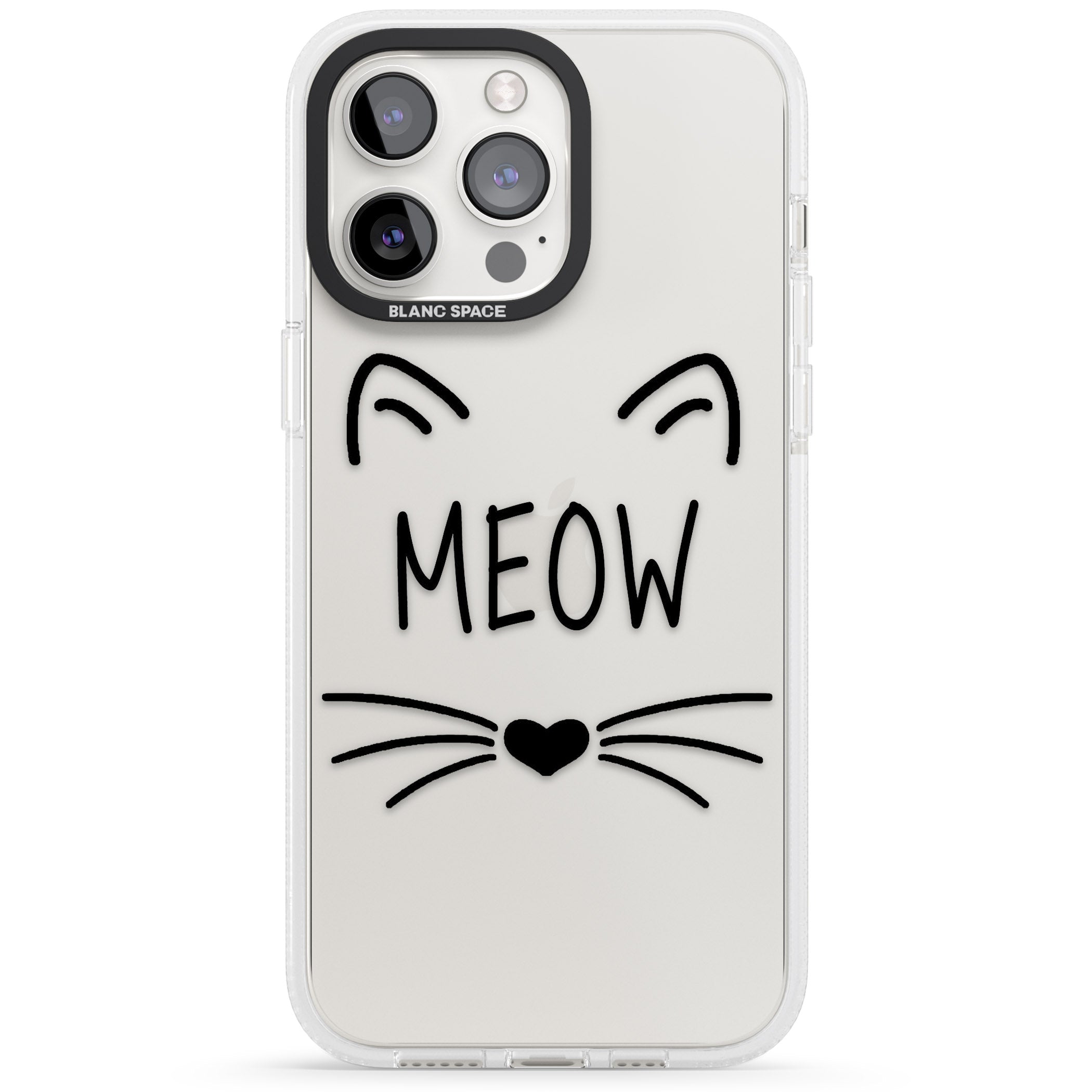 Cat Whiskers iPhone 15 Pro Max / 15 Pro / 14 Pro Max / 14 Pro / 13 Pro Clear Case Impact Air - Blanc Space