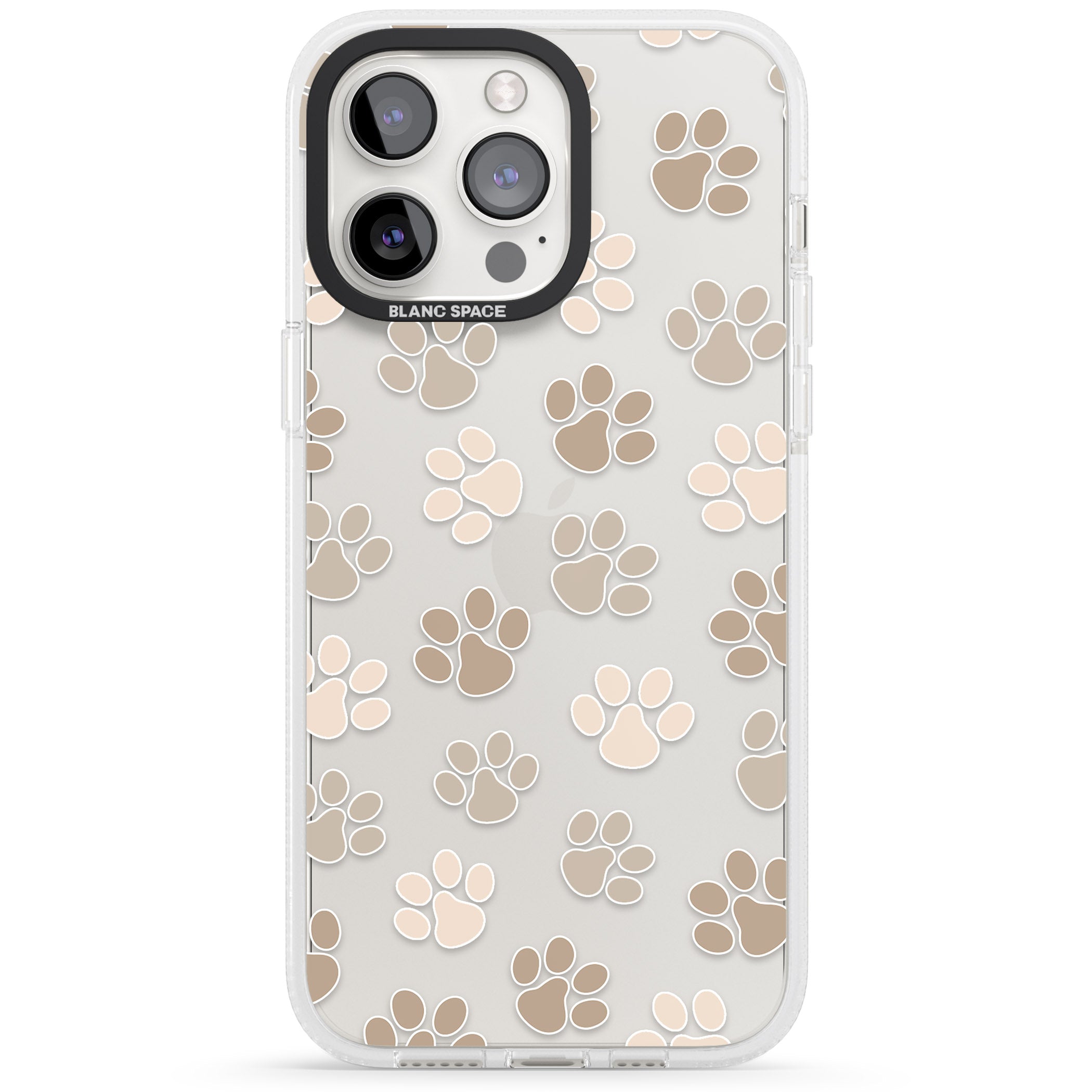 Paw Prints iPhone 15 Pro Max / 15 Pro / 14 Pro Max / 14 Pro / 13 Pro Clear Case Impact Air - Blanc Space
