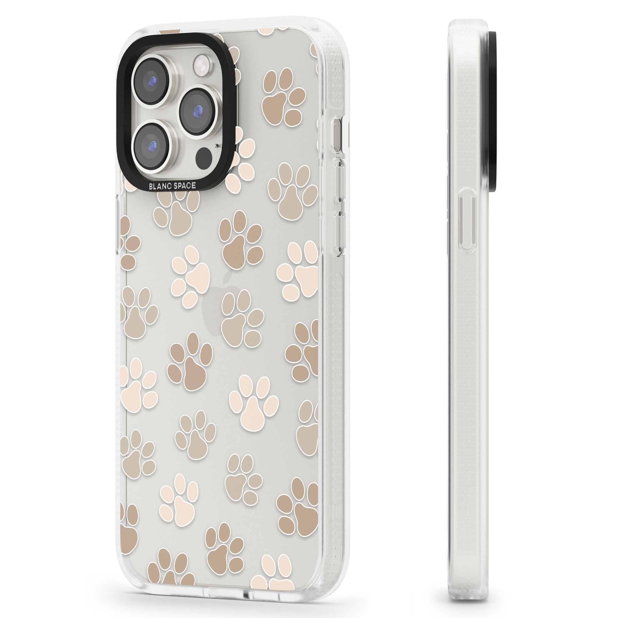 Paw Prints iPhone 15 Pro Max / 15 Pro / 14 Pro Max / 14 Pro / 13 Pro Clear Case Impact Air - Blanc Space
