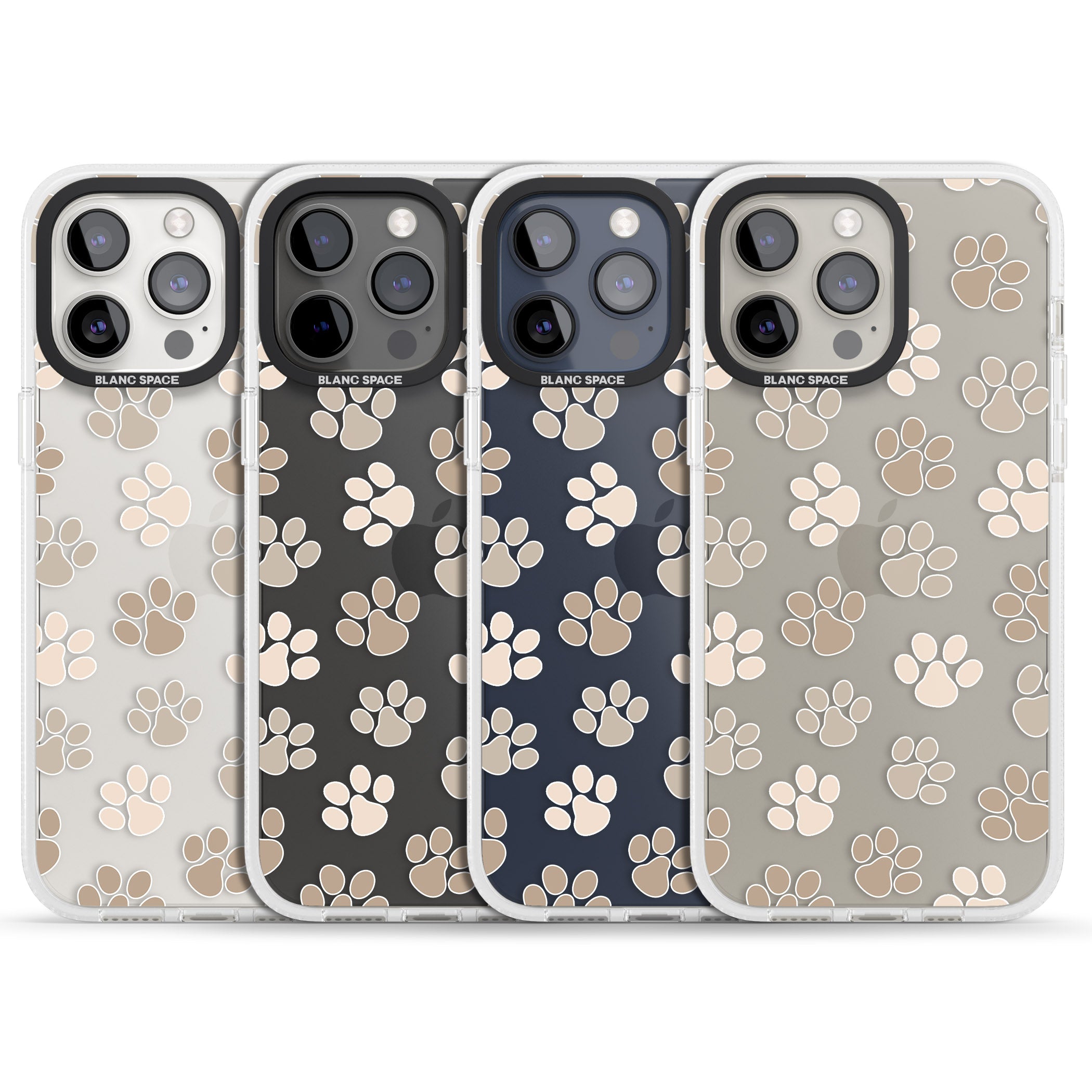 Paw Prints iPhone 15 Pro Max / 15 Pro / 14 Pro Max / 14 Pro / 13 Pro Clear Case Impact Air - Blanc Space
