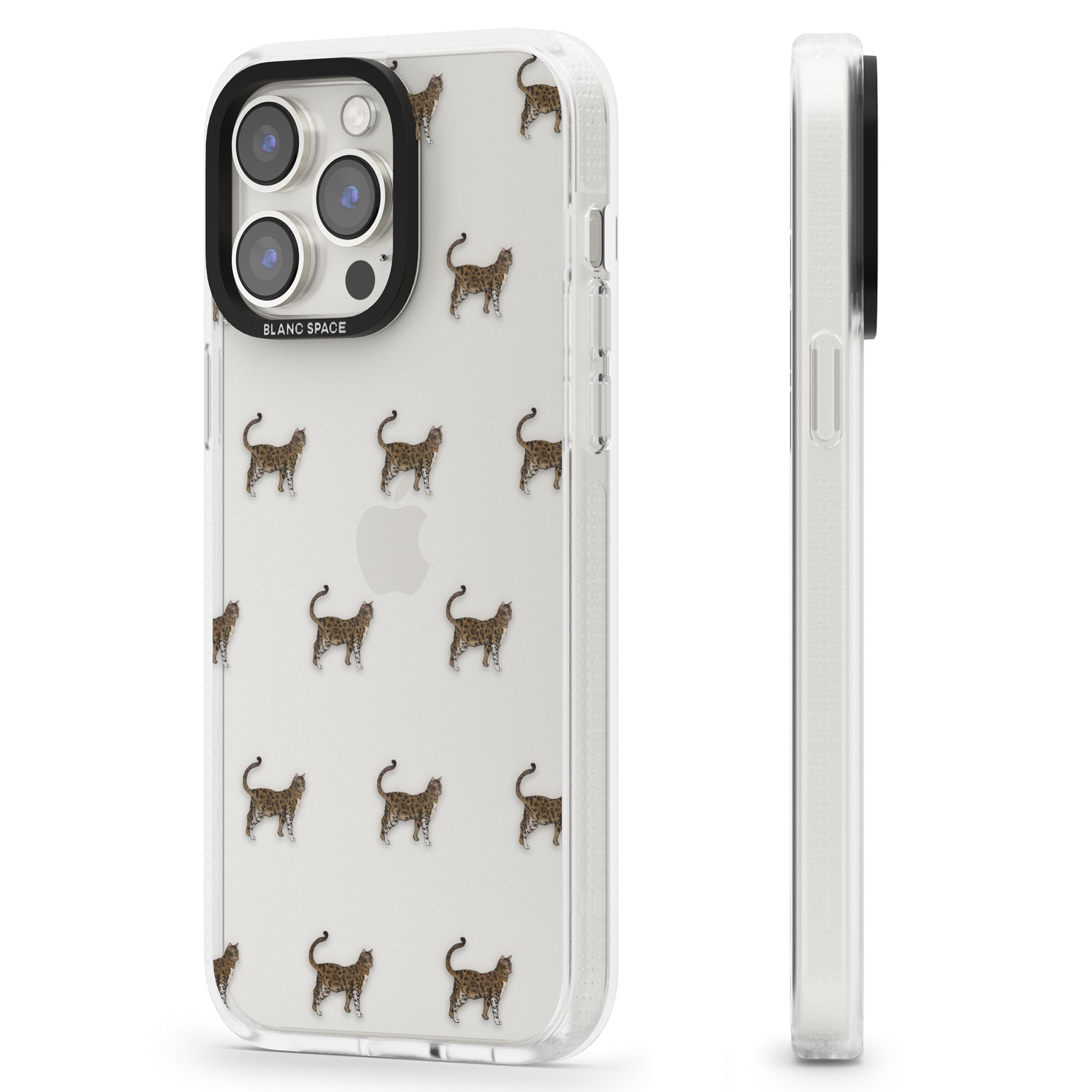 Bengal Cat Pattern iPhone 15 Pro Max / 15 Pro / 14 Pro Max / 14 Pro / 13 Pro Clear Case Impact Air - Blanc Space
