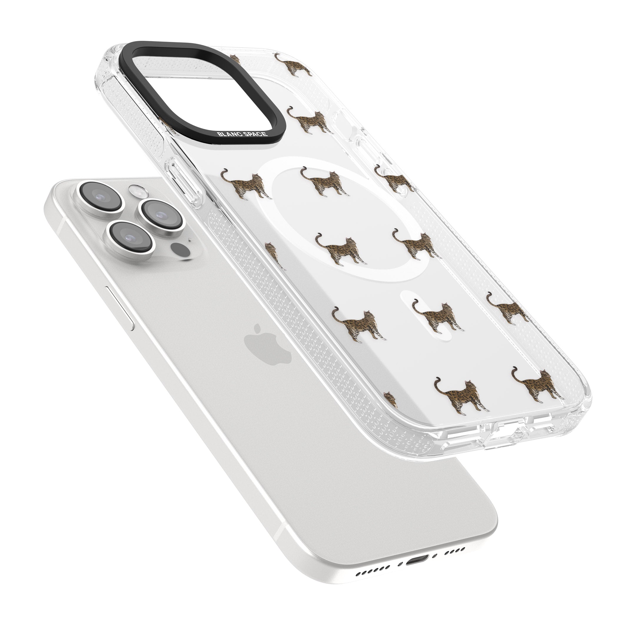 Bengal Cat Pattern iPhone 15 Pro Max / 15 Pro / 14 Pro Max / 14 Pro / 13 Pro Clear Case Impact Air - Blanc Space