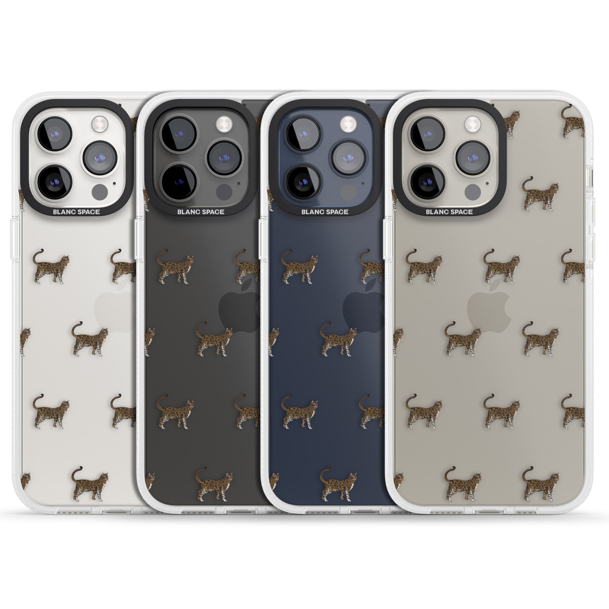 Bengal Cat Pattern iPhone 15 Pro Max / 15 Pro / 14 Pro Max / 14 Pro / 13 Pro Clear Case Impact Air - Blanc Space