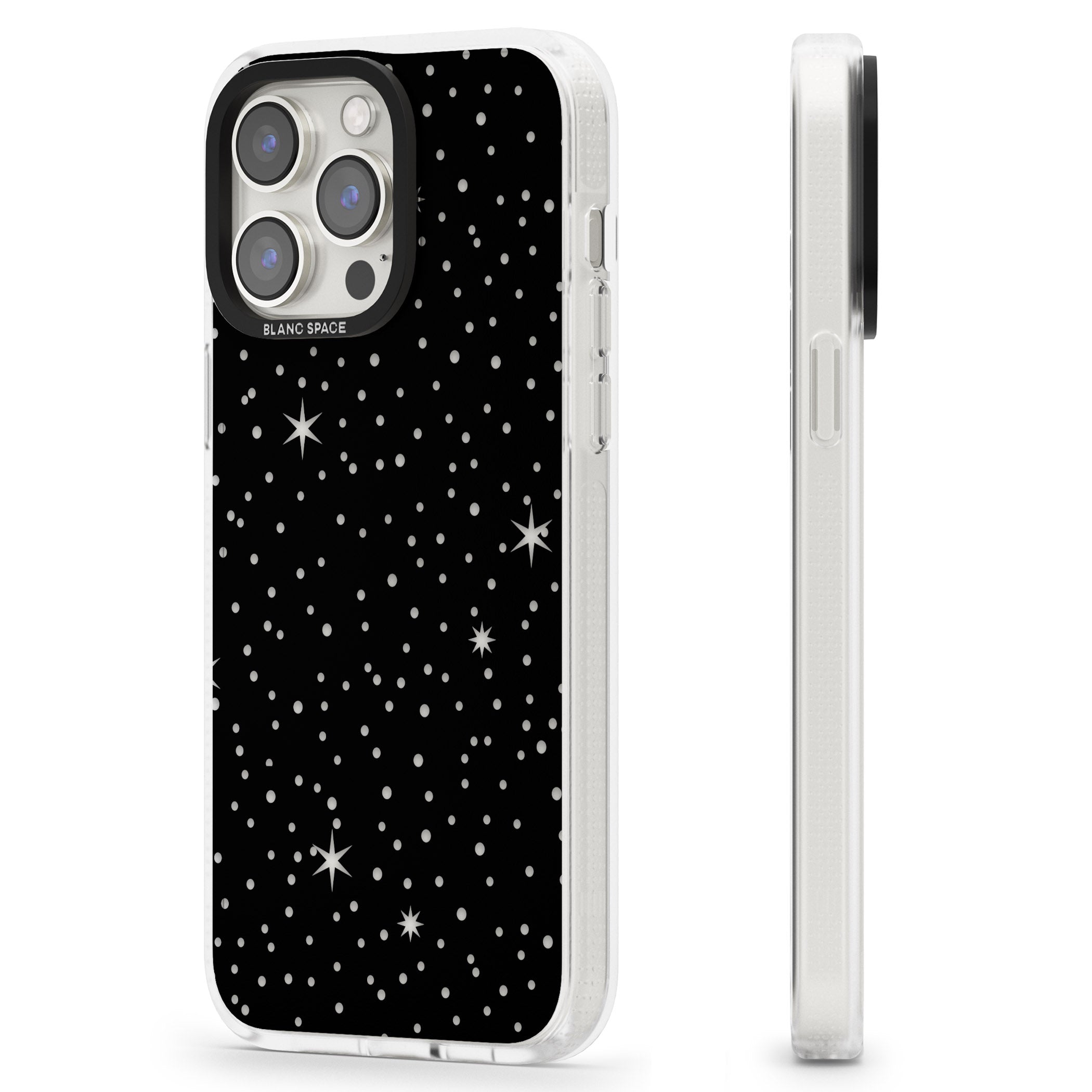 Celestial Cut-Out Stars iPhone 15 Pro Max / 15 Pro / 14 Pro Max / 14 Pro / 13 Pro Clear Case Impact Air - Blanc Space