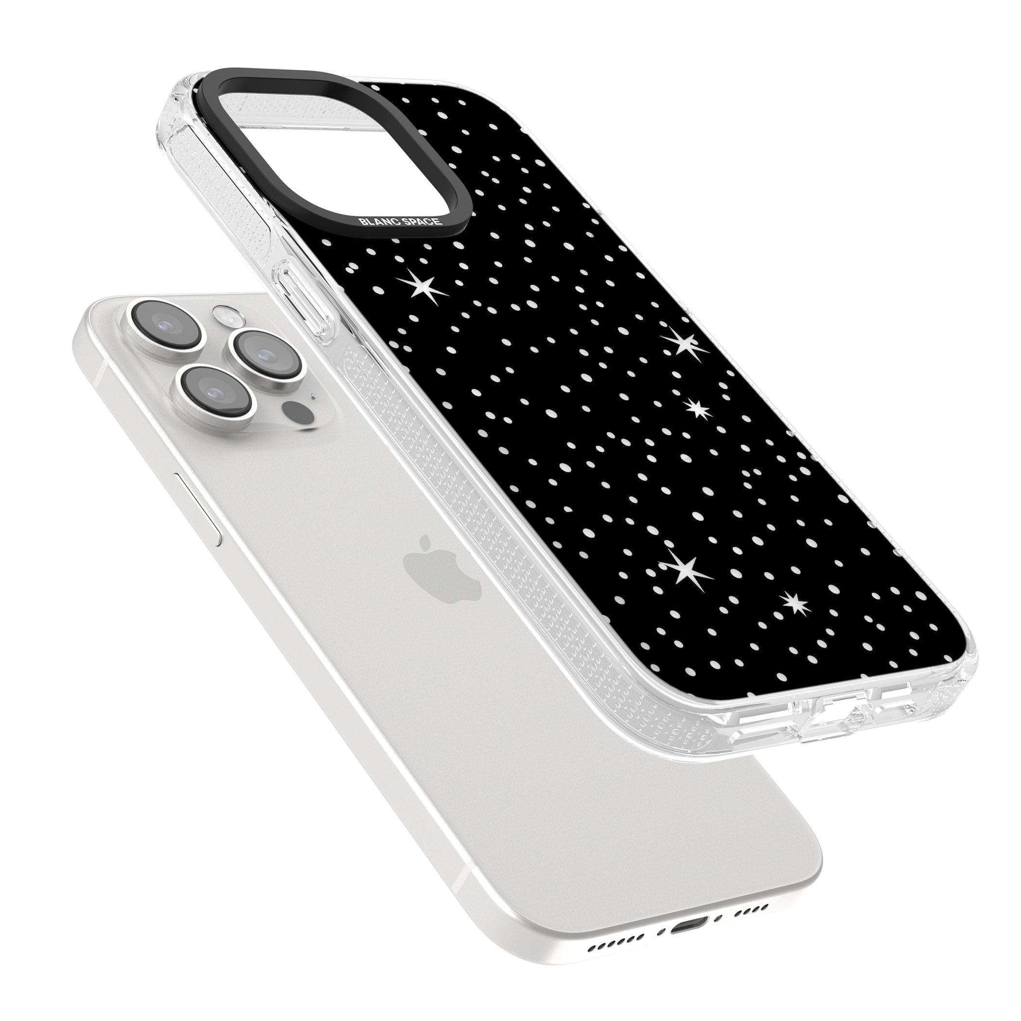 Celestial Cut-Out Stars iPhone 15 Pro Max / 15 Pro / 14 Pro Max / 14 Pro / 13 Pro Clear Case Impact Air - Blanc Space