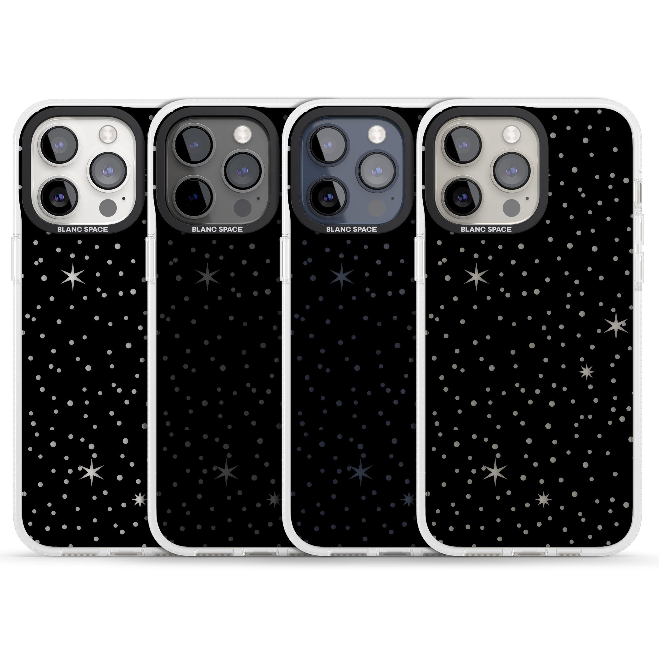 Celestial Cut-Out Stars iPhone 15 Pro Max / 15 Pro / 14 Pro Max / 14 Pro / 13 Pro Clear Case Impact Air - Blanc Space