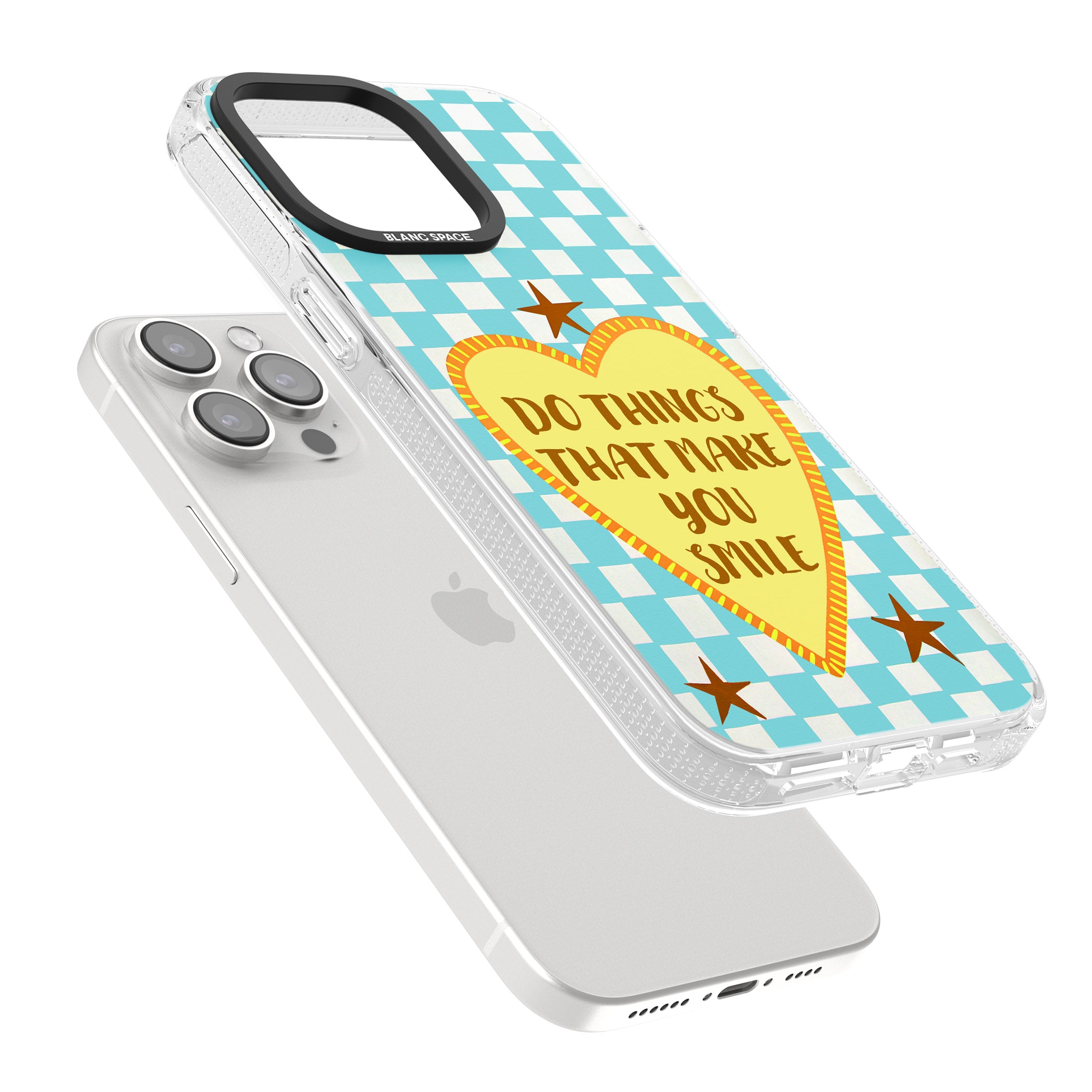 Do Things That Make You Smile iPhone 15 Pro Max / 15 Pro / 14 Pro Max / 14 Pro / 13 Pro Clear Case Impact Air - Blanc Space