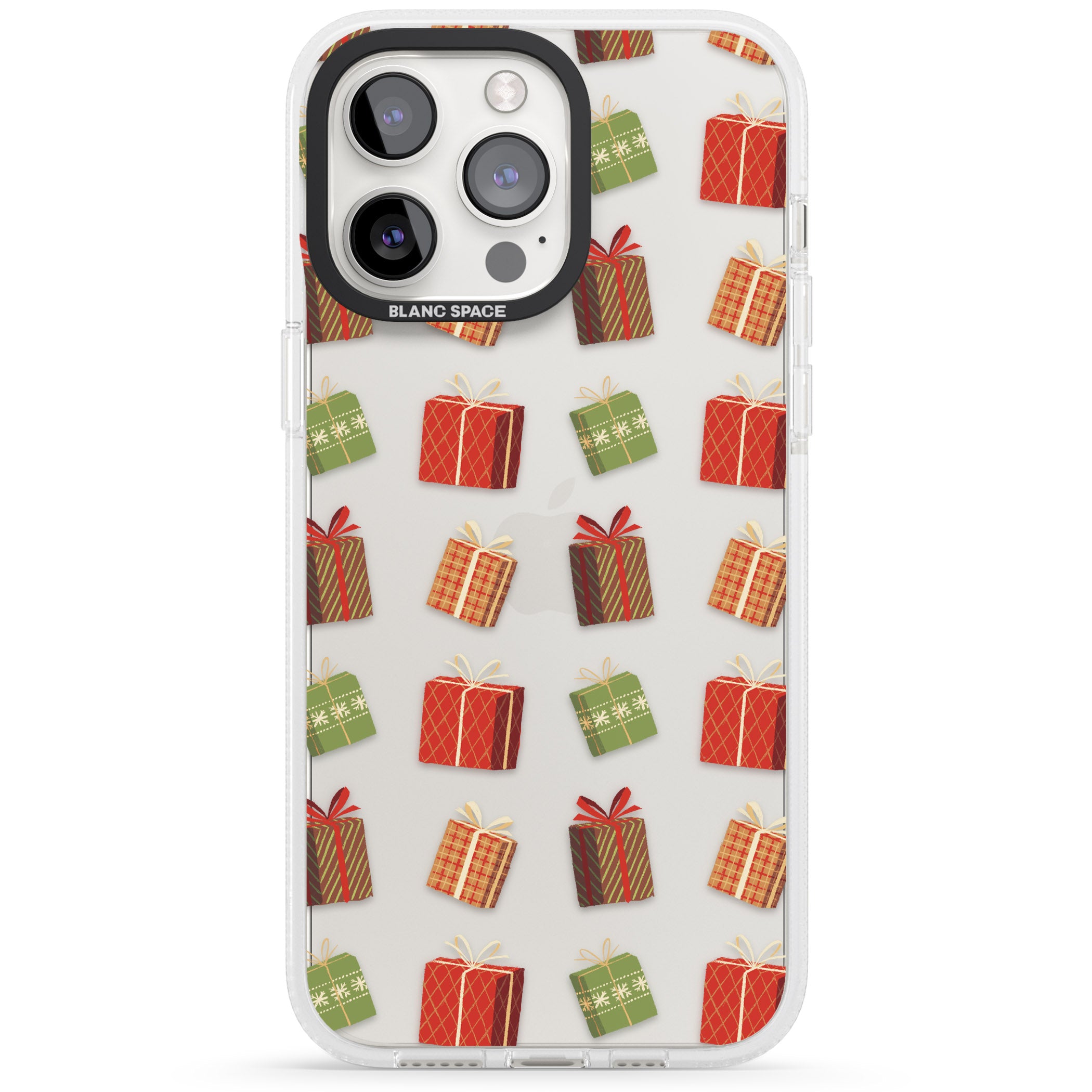 Christmas Presents Pattern iPhone 15 Pro Max / 15 Pro / 14 Pro Max / 14 Pro / 13 Pro Clear Case Impact Air - Blanc Space