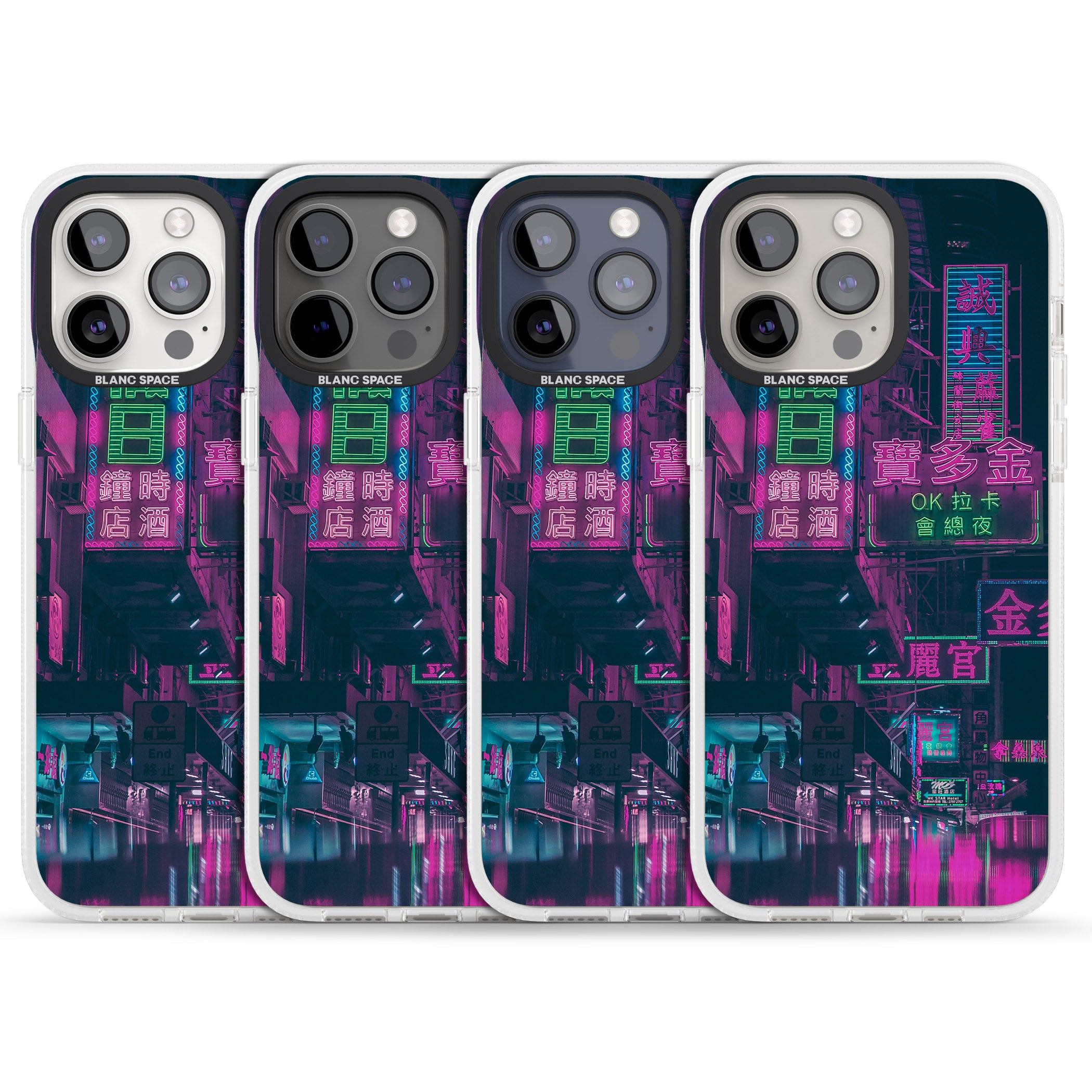 Rainy Reflections - Neon Cities Photographs iPhone 15 Pro Max / 15 Pro / 14 Pro Max / 14 Pro / 13 Pro Clear Case Impact Air - Blanc Space