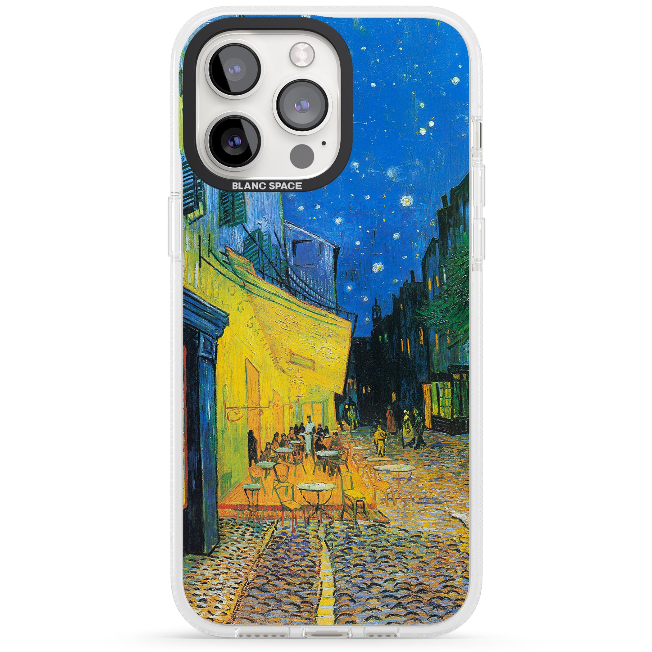 Café Terrace at Night iPhone 15 Pro Max / 15 Pro / 14 Pro Max / 14 Pro / 13 Pro Clear Case Impact Air - Blanc Space