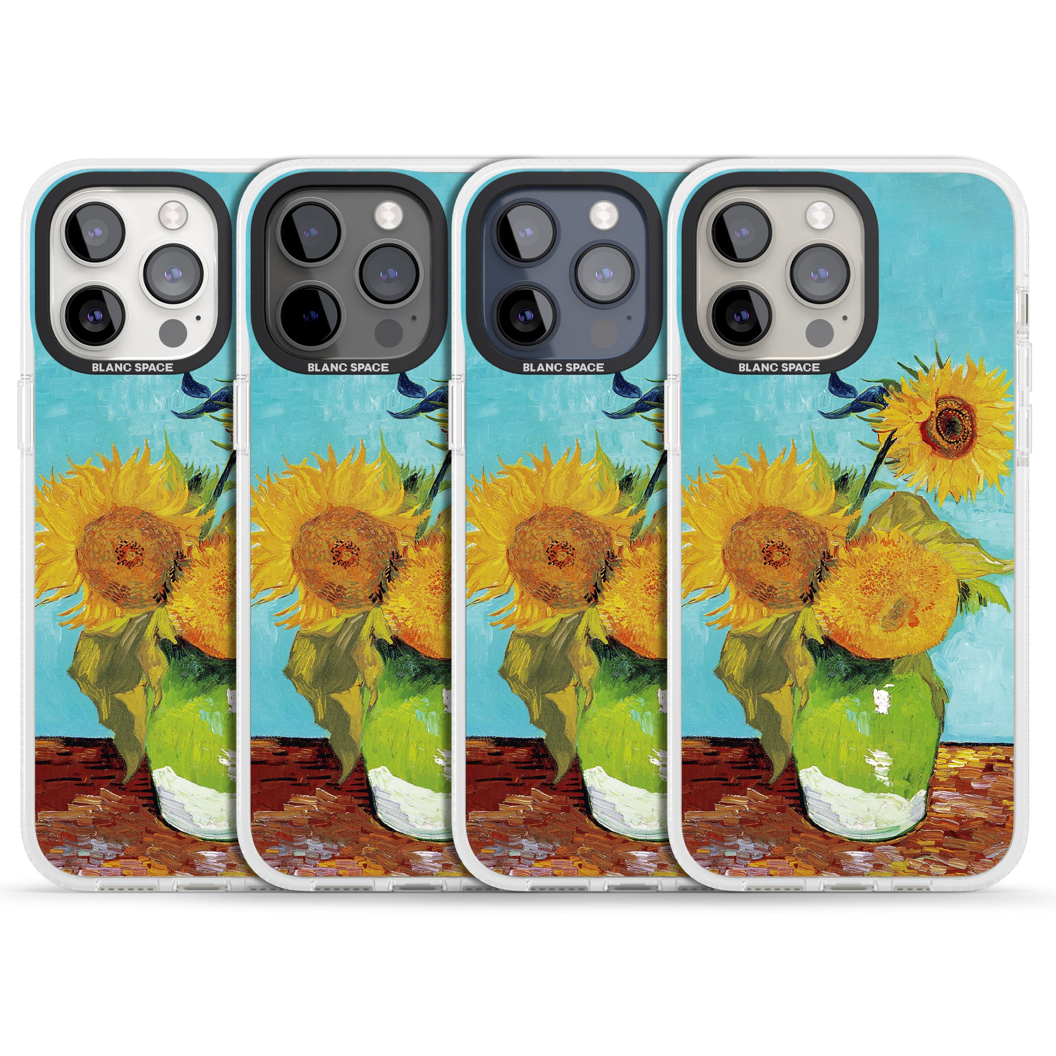 Vase with Three Sunflowers iPhone 15 Pro Max / 15 Pro / 14 Pro Max / 14 Pro / 13 Pro Clear Case Impact Air - Blanc Space