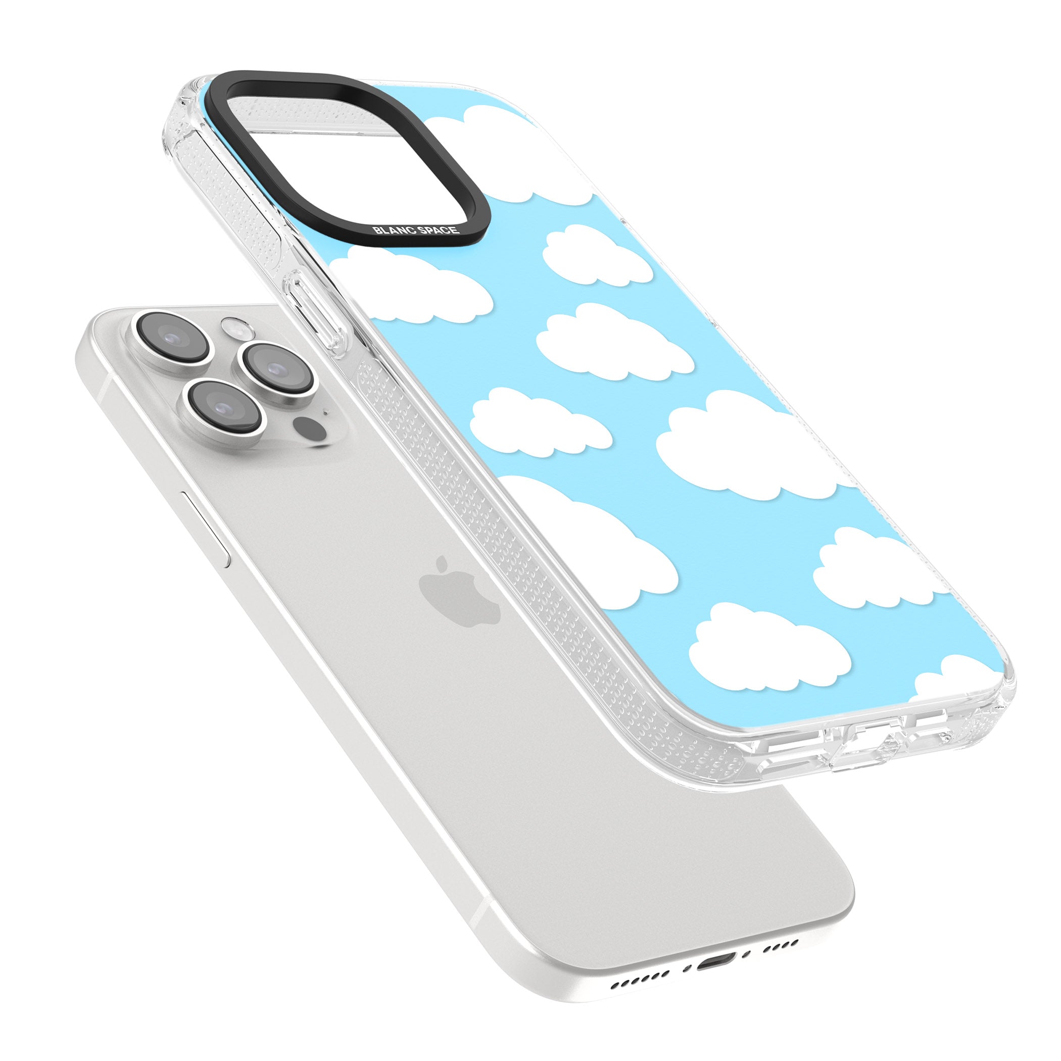 Blue Sky & Clouds Pattern iPhone 15 Pro Max / 15 Pro / 14 Pro Max / 14 Pro / 13 Pro Clear Case Impact Air - Blanc Space