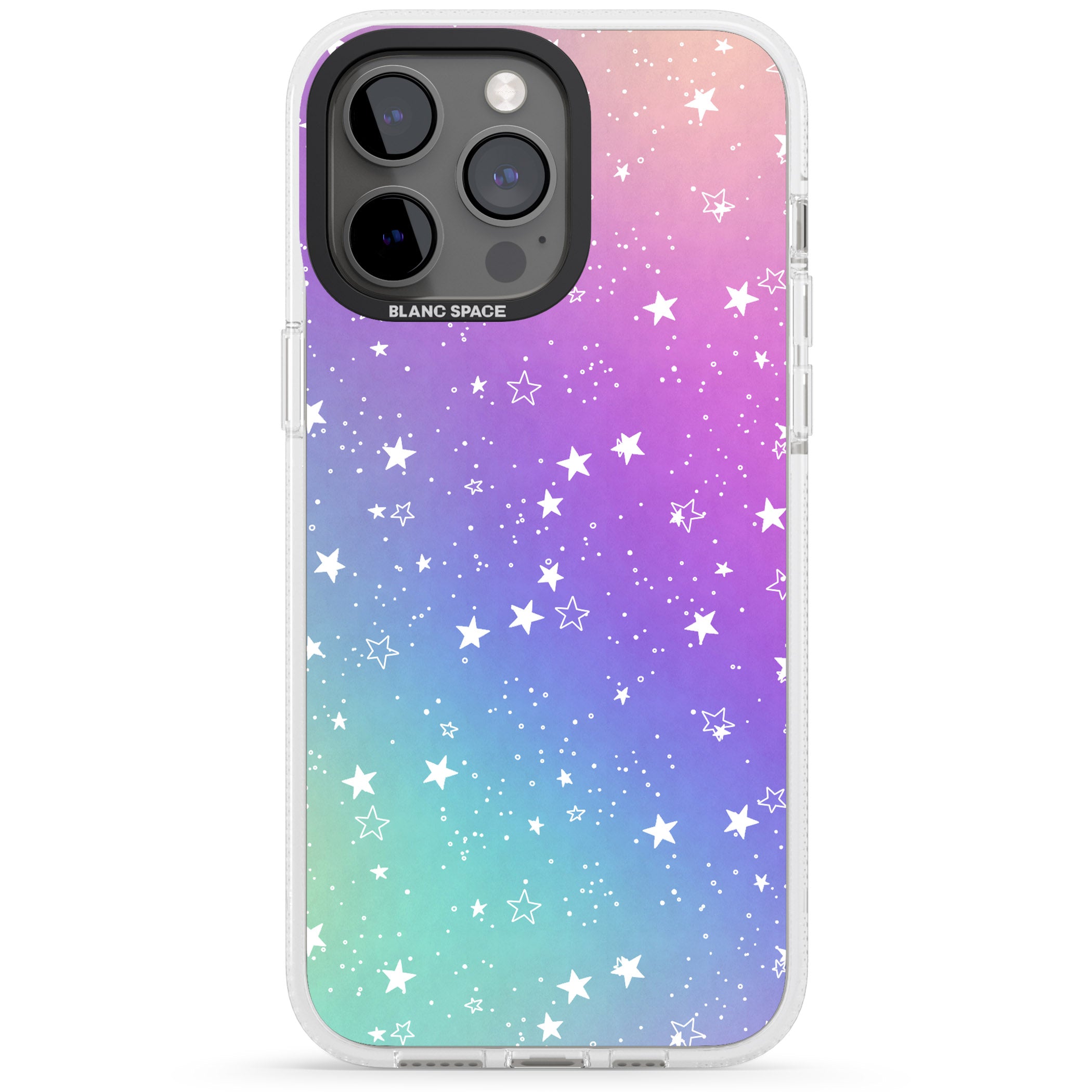 White Stars on Pastels iPhone 15 Pro Max / 15 Pro / 14 Pro Max / 14 Pro / 13 Pro Clear Case Impact Air - Blanc Space