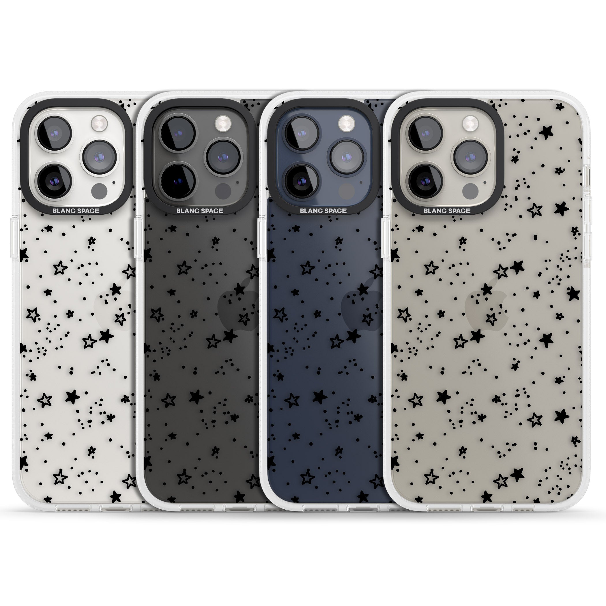 Mixed Stars iPhone 15 Pro Max / 15 Pro / 14 Pro Max / 14 Pro / 13 Pro Clear Case Impact Air - Blanc Space