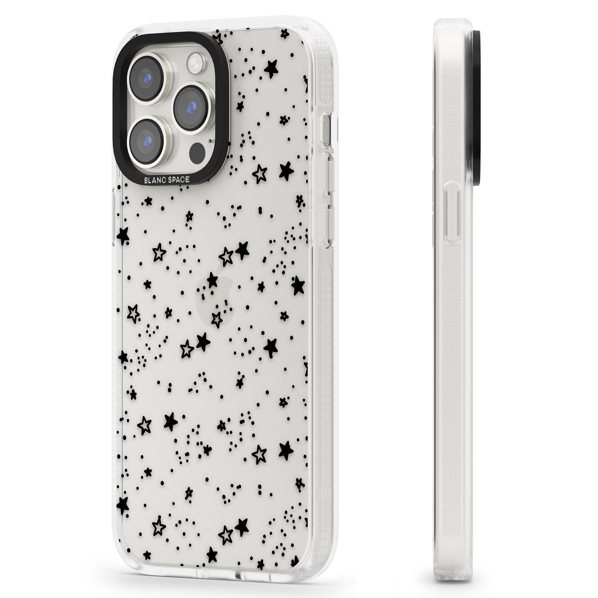 Solid Stars iPhone 15 Pro Max / 15 Pro / 14 Pro Max / 14 Pro / 13 Pro Clear Case Impact Air - Blanc Space
