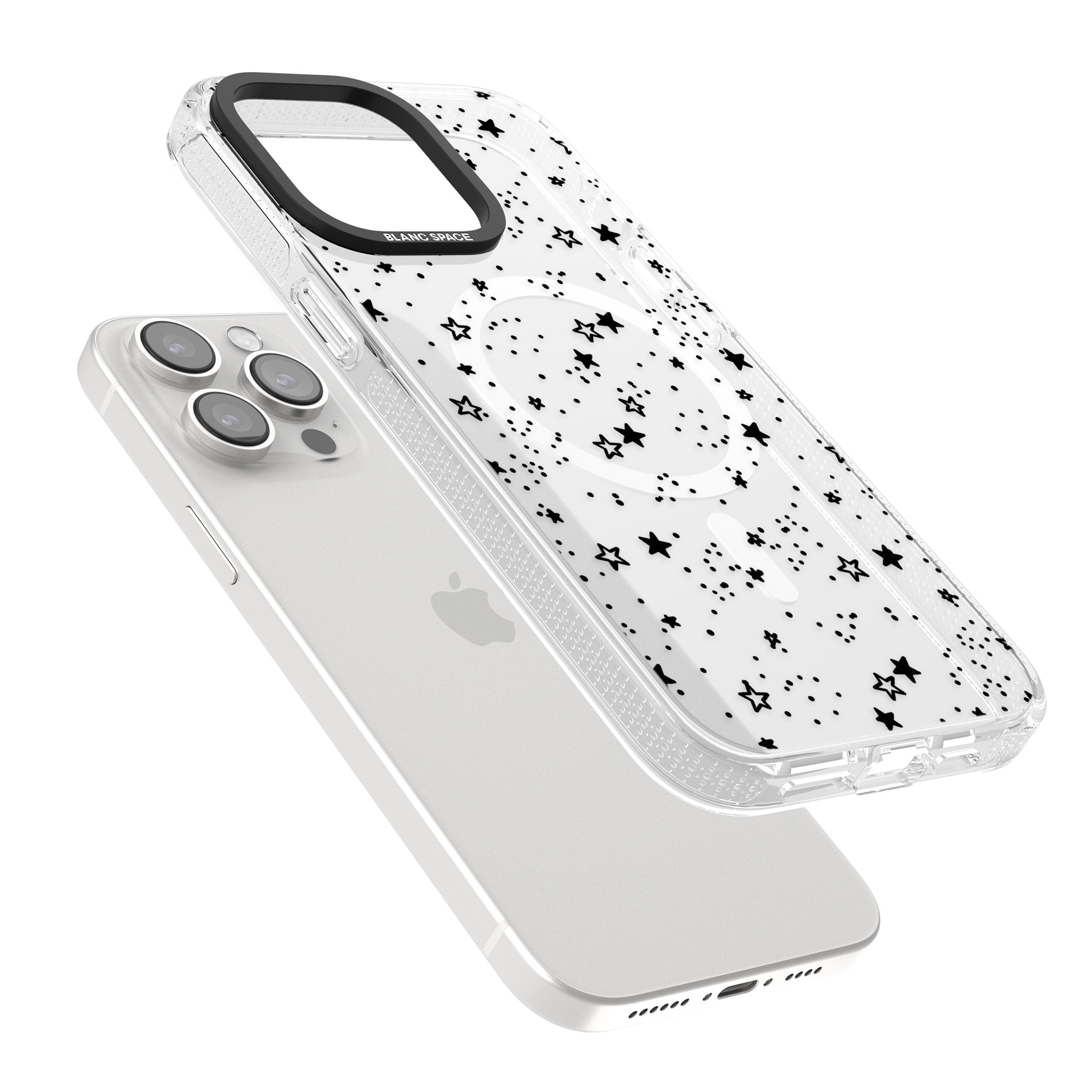 Solid Stars iPhone 15 Pro Max / 15 Pro / 14 Pro Max / 14 Pro / 13 Pro Clear Case Impact Air - Blanc Space