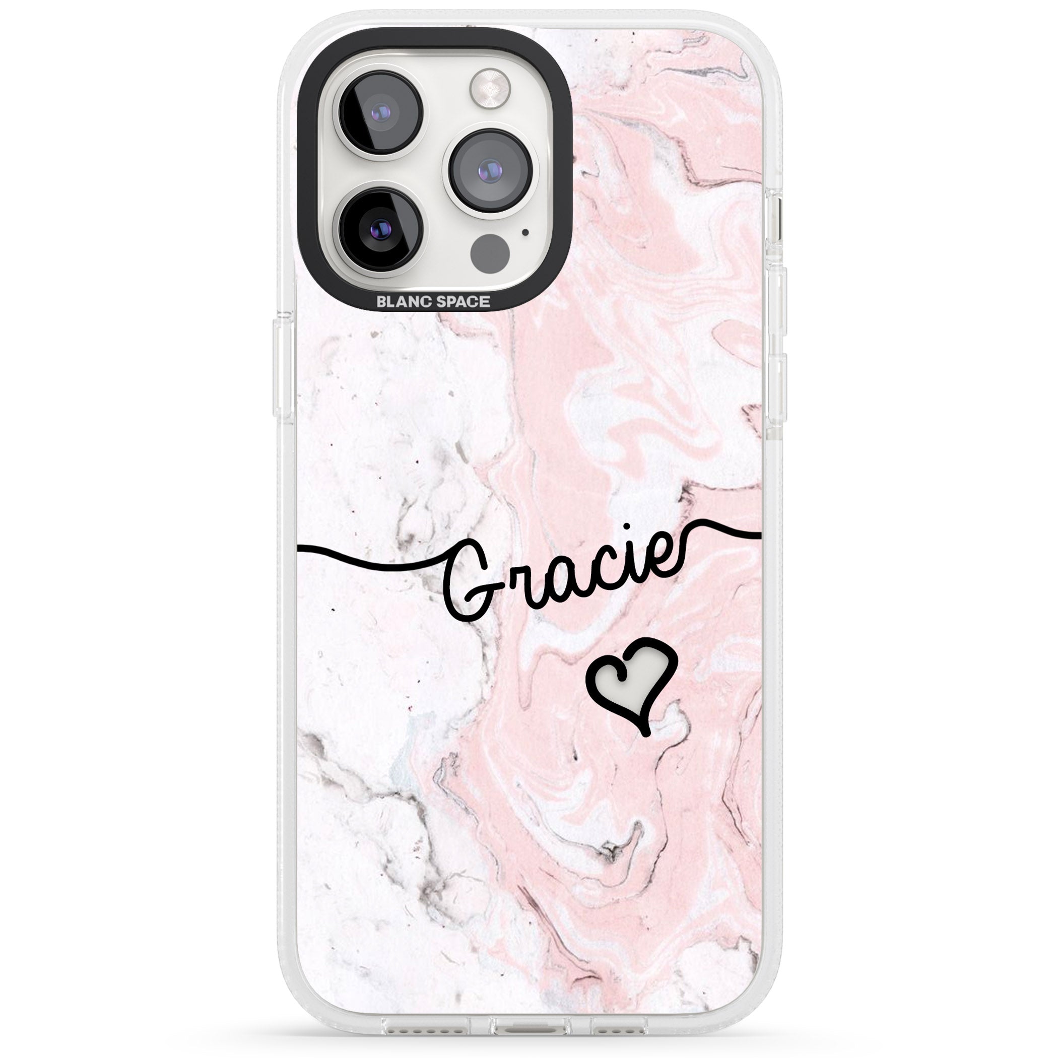 Pink Marble iPhone 15 Pro Max / 15 Pro / 14 Pro Max / 14 Pro / 13 Pro Clear Case Impact Air - Blanc Space