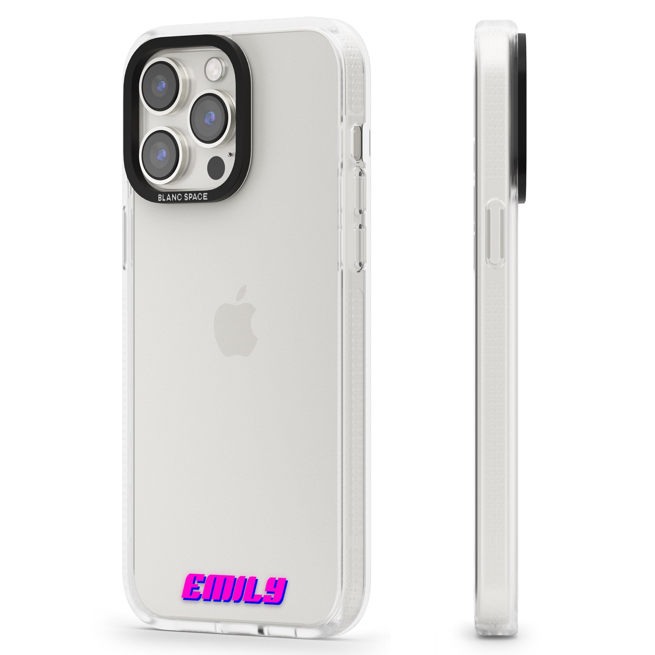 Personalised Clear Text 2C iPhone 15 Pro Max / 15 Pro / 14 Pro Max / 14 Pro / 13 Pro Clear Case Impact Air - Blanc Space