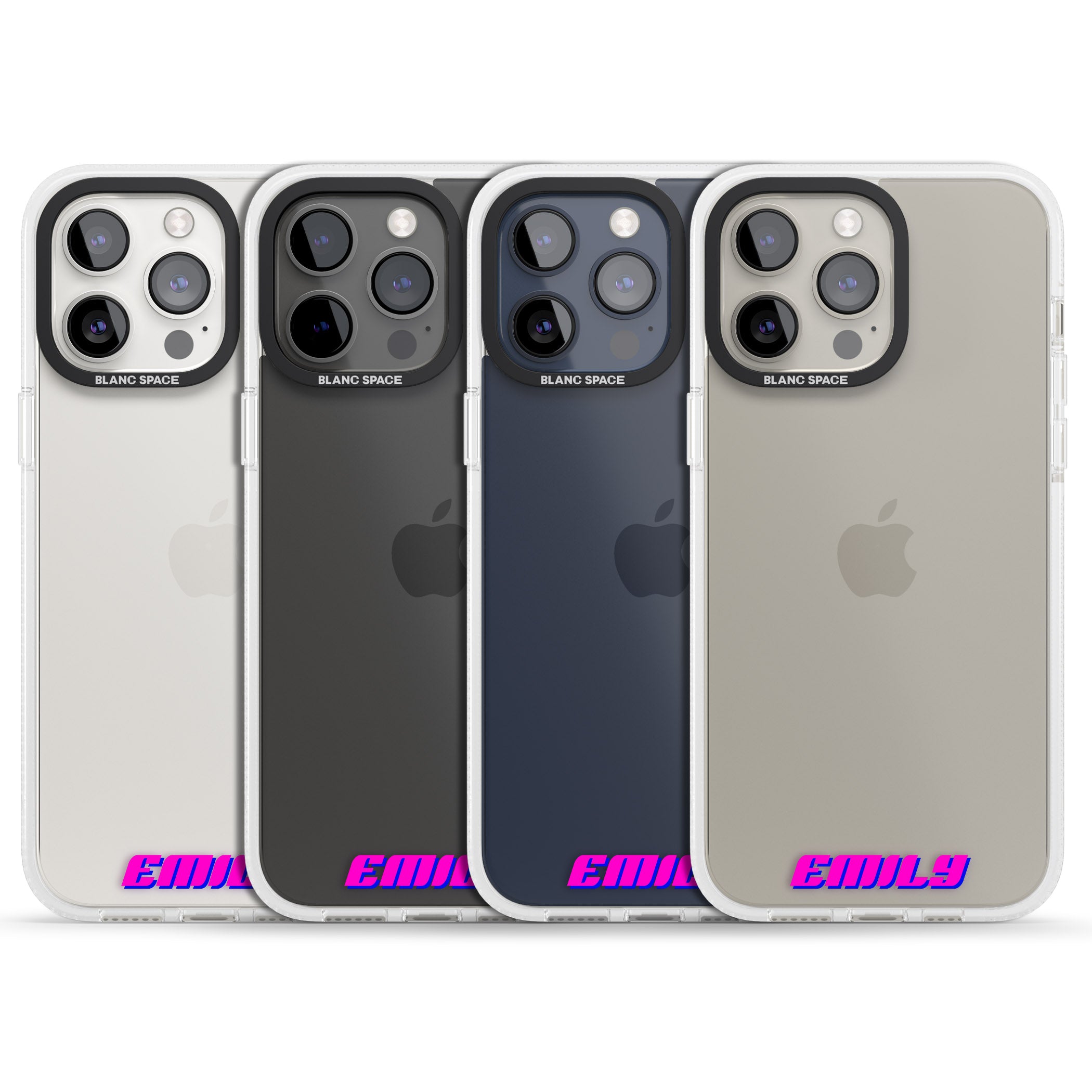 Personalised Clear Text 2C iPhone 15 Pro Max / 15 Pro / 14 Pro Max / 14 Pro / 13 Pro Clear Case Impact Air - Blanc Space