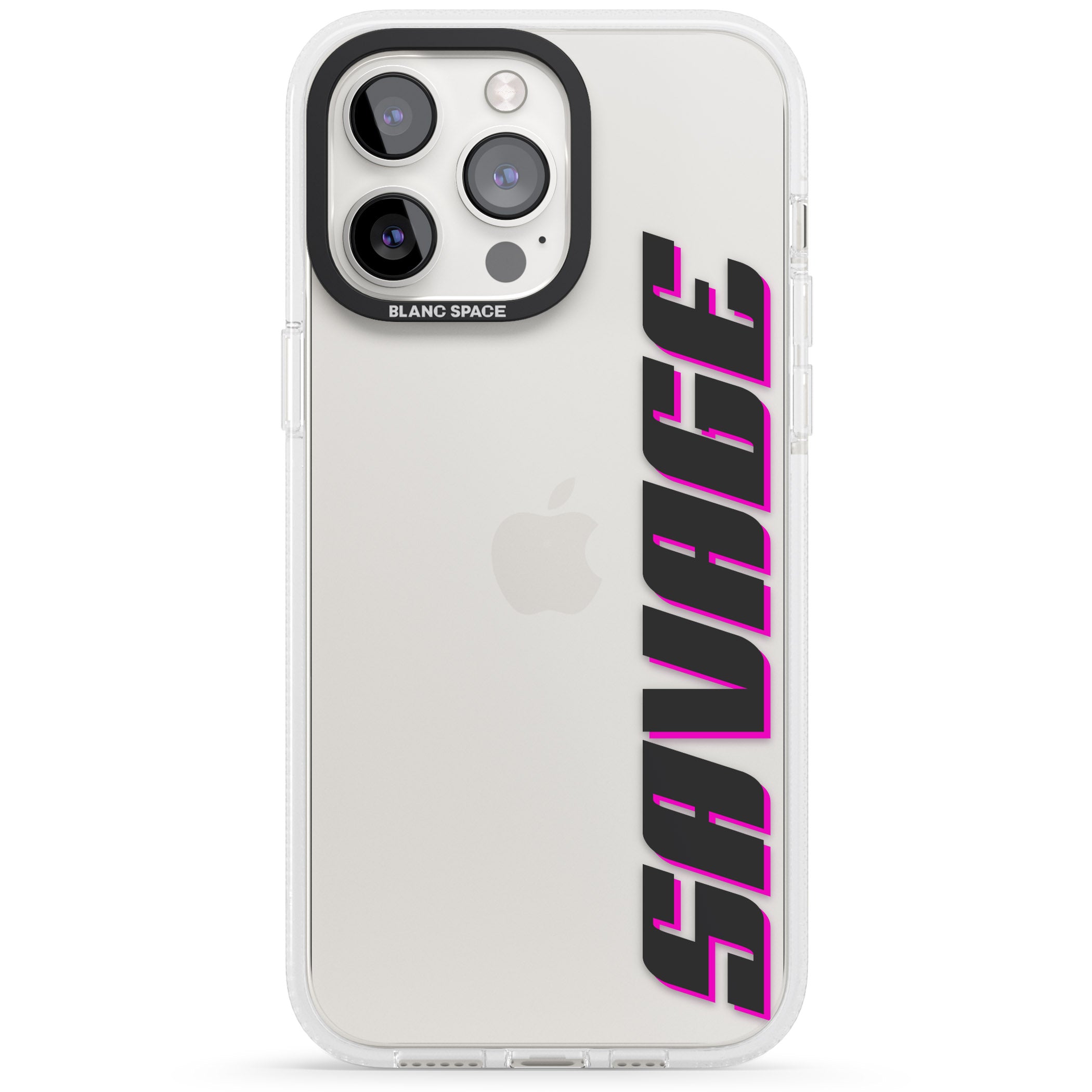 Personalised Clear Text 4C iPhone 15 Pro Max / 15 Pro / 14 Pro Max / 14 Pro / 13 Pro Clear Case Impact Air - Blanc Space