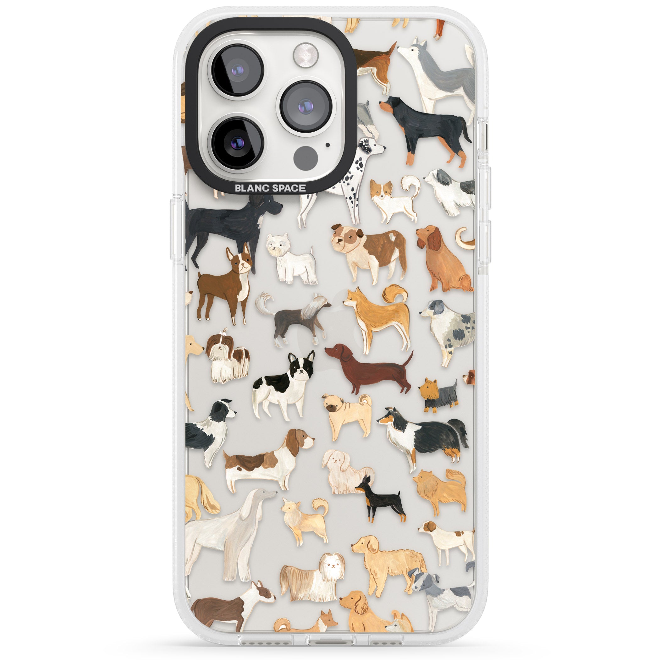 Hand Painted Dogs iPhone 15 Pro Max / 15 Pro / 14 Pro Max / 14 Pro / 13 Pro Clear Case Impact Air - Blanc Space