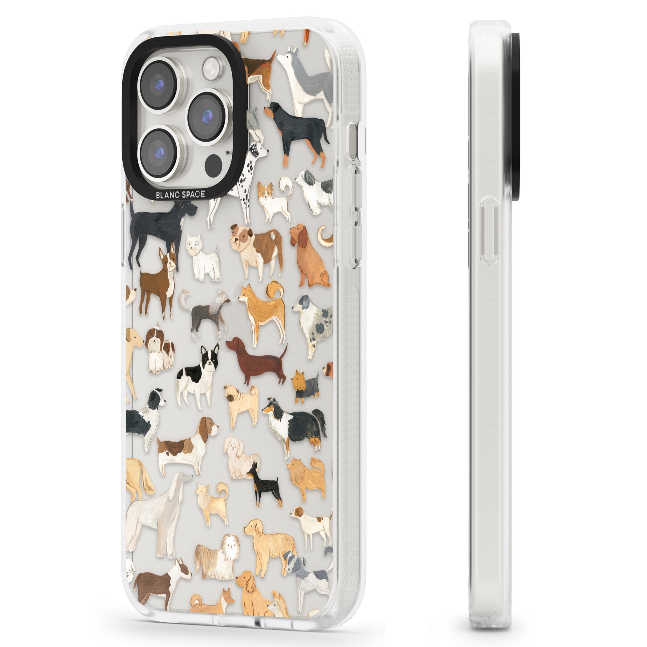 Hand Painted Dogs iPhone 15 Pro Max / 15 Pro / 14 Pro Max / 14 Pro / 13 Pro Clear Case Impact Air - Blanc Space