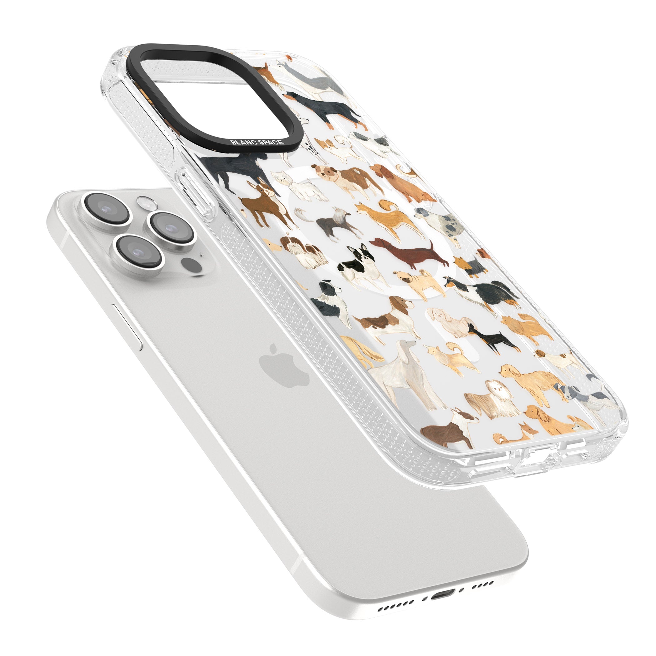 Hand Painted Dogs iPhone 15 Pro Max / 15 Pro / 14 Pro Max / 14 Pro / 13 Pro Clear Case Impact Air - Blanc Space