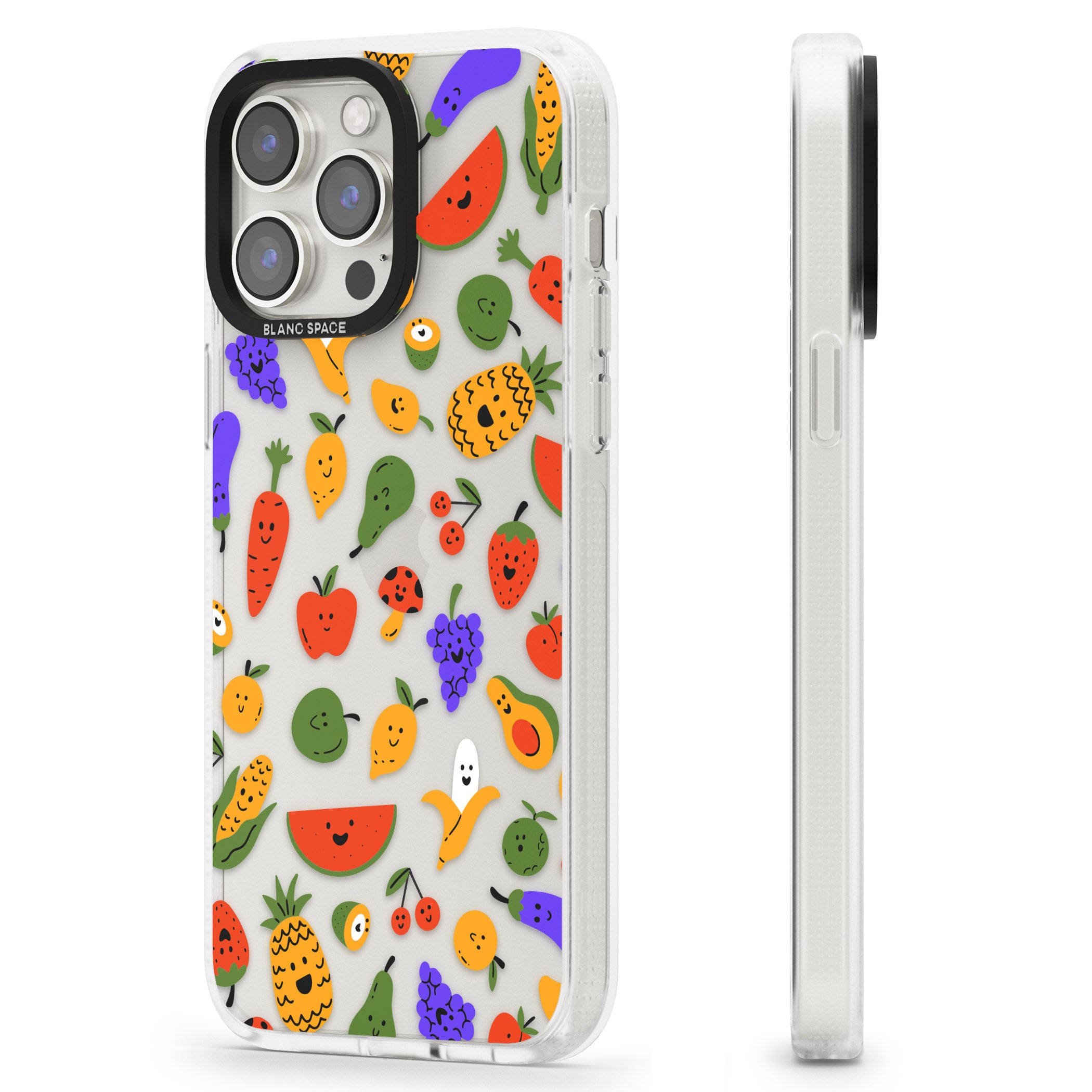 Mixed Kawaii Food Icons - Clear iPhone 15 Pro Max / 15 Pro / 14 Pro Max / 14 Pro / 13 Pro Clear Case Impact Air - Blanc Space
