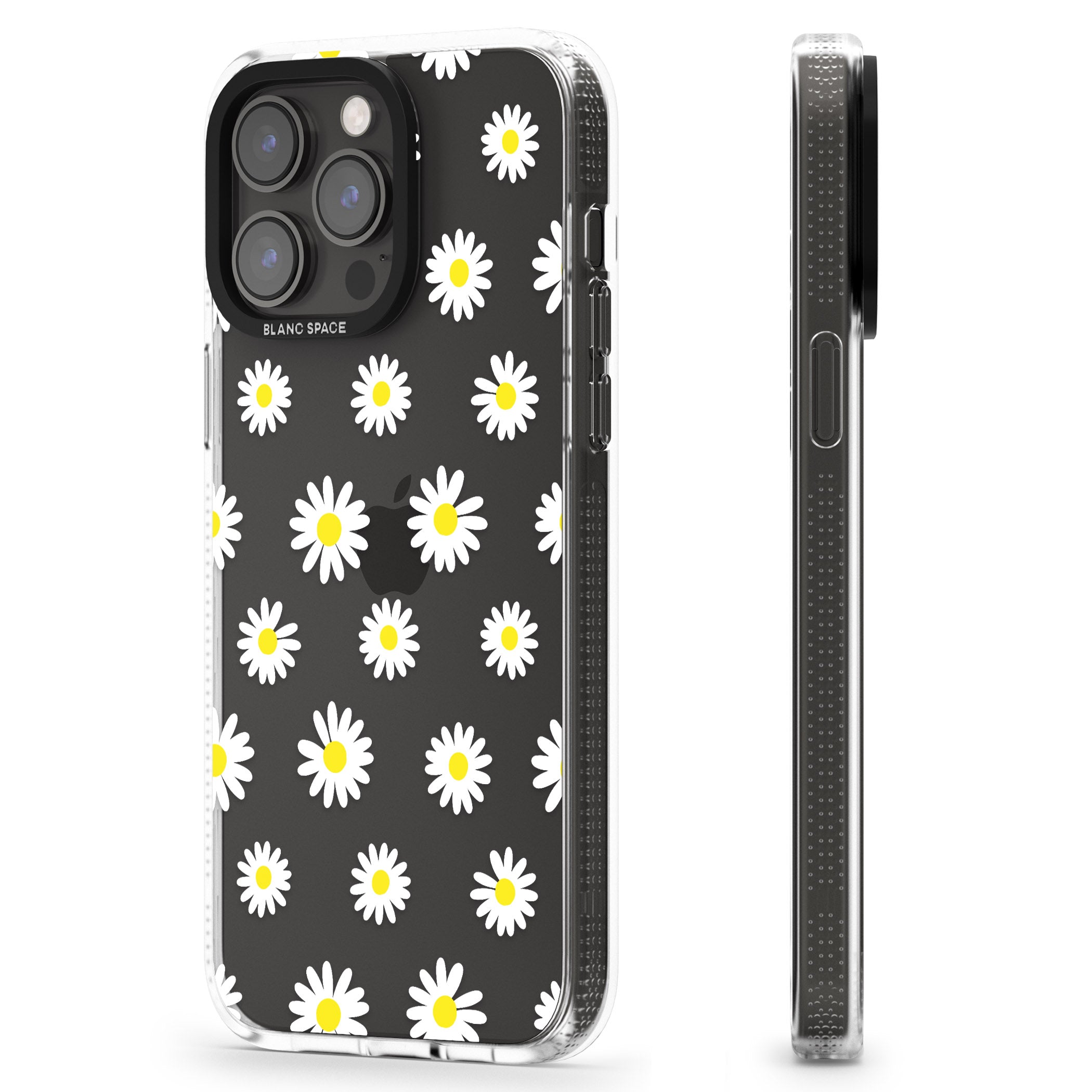 White Daisy Pattern (Clear) iPhone 15 Pro Max / 15 Pro / 14 Pro Max / 14 Pro / 13 Pro Clear Case Impact Air - Blanc Space