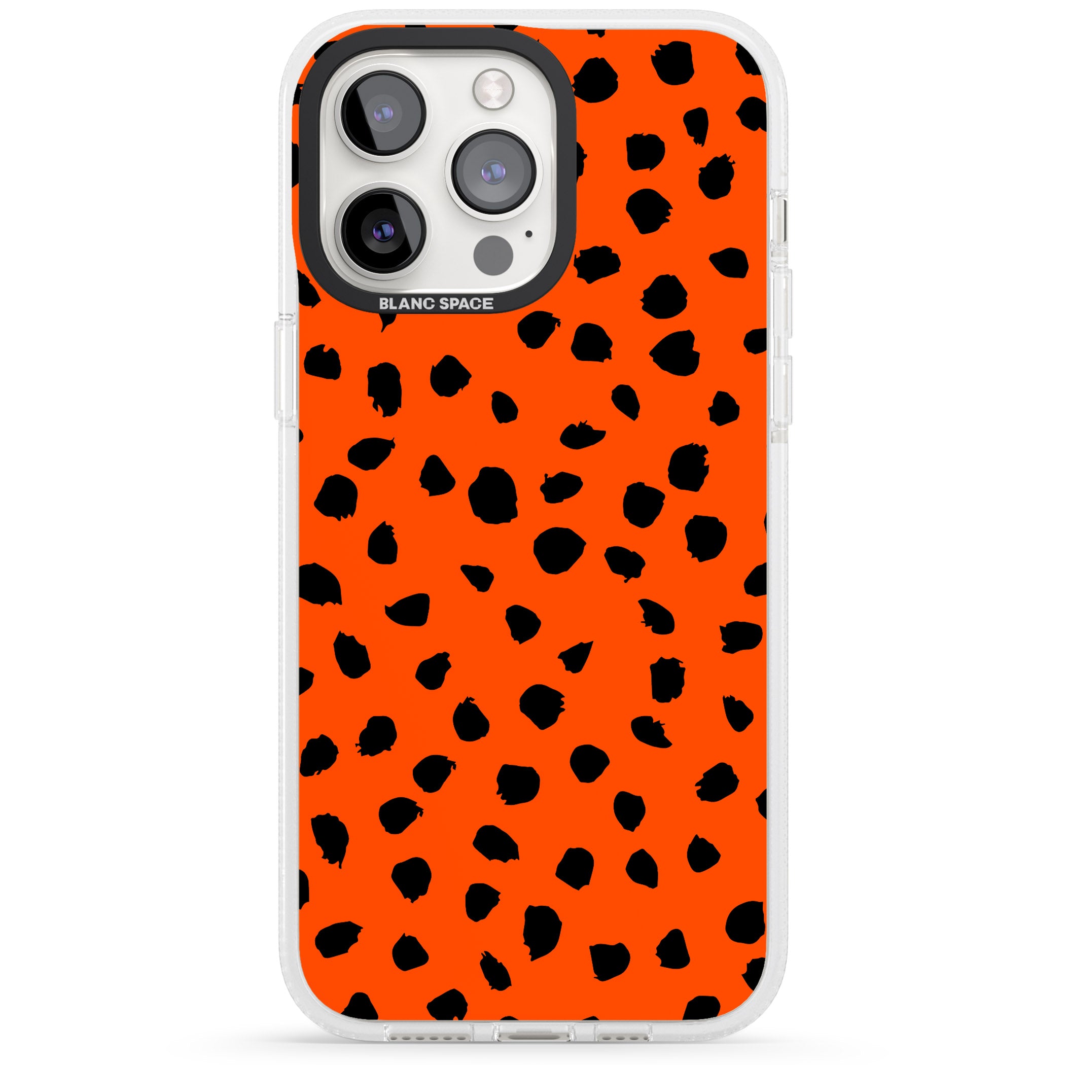 Black & Bright Red Dalmatian Polka Dot Spots iPhone 15 Pro Max / 15 Pro / 14 Pro Max / 14 Pro / 13 Pro Clear Case Impact Air - Blanc Space