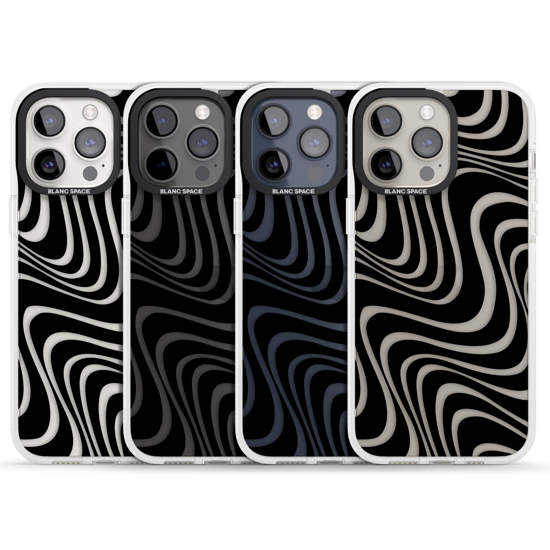Abstract Waves iPhone 15 Pro Max / 15 Pro / 14 Pro Max / 14 Pro / 13 Pro Clear Case Impact Air - Blanc Space
