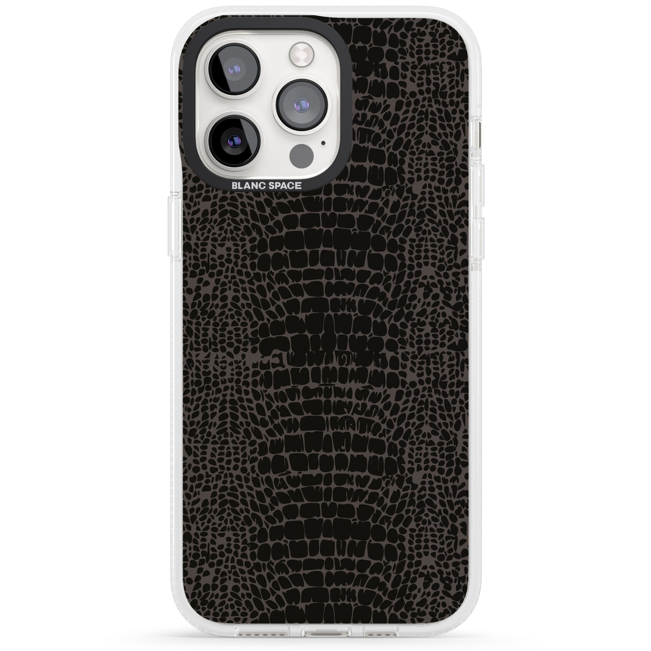 Dark Animal Print Pattern Snake Skin iPhone 15 Pro Max / 15 Pro / 14 Pro Max / 14 Pro / 13 Pro Clear Case Impact Air - Blanc Space