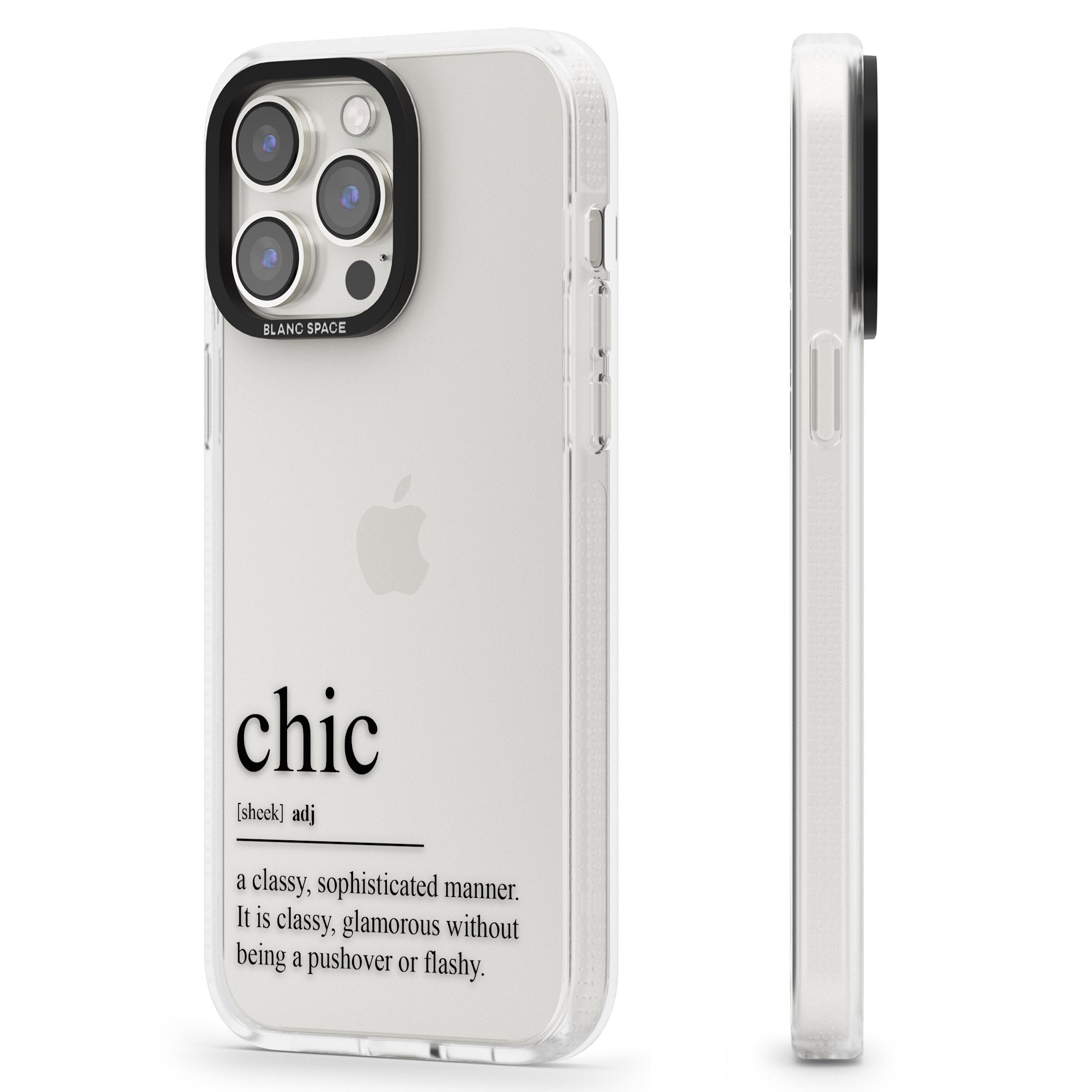 Chic iPhone 15 Pro Max / 15 Pro / 14 Pro Max / 14 Pro / 13 Pro Clear Case Impact Air - Blanc Space