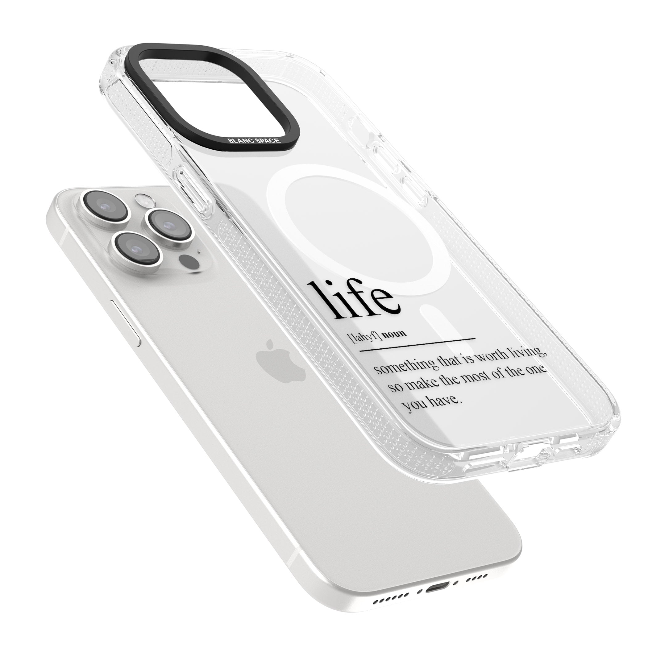 Life iPhone 15 Pro Max / 15 Pro / 14 Pro Max / 14 Pro / 13 Pro Clear Case Impact Air - Blanc Space