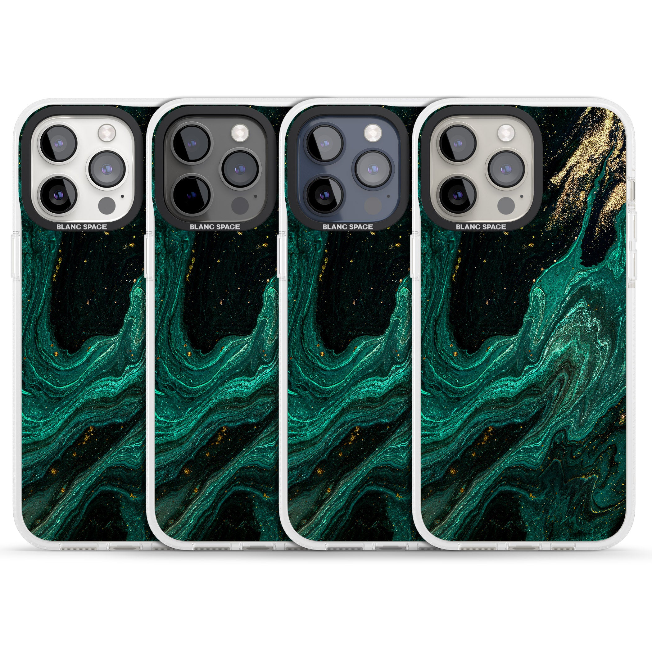 Emerald Lagoon iPhone 15 Pro Max / 15 Pro / 14 Pro Max / 14 Pro / 13 Pro Clear Case Impact Air - Blanc Space